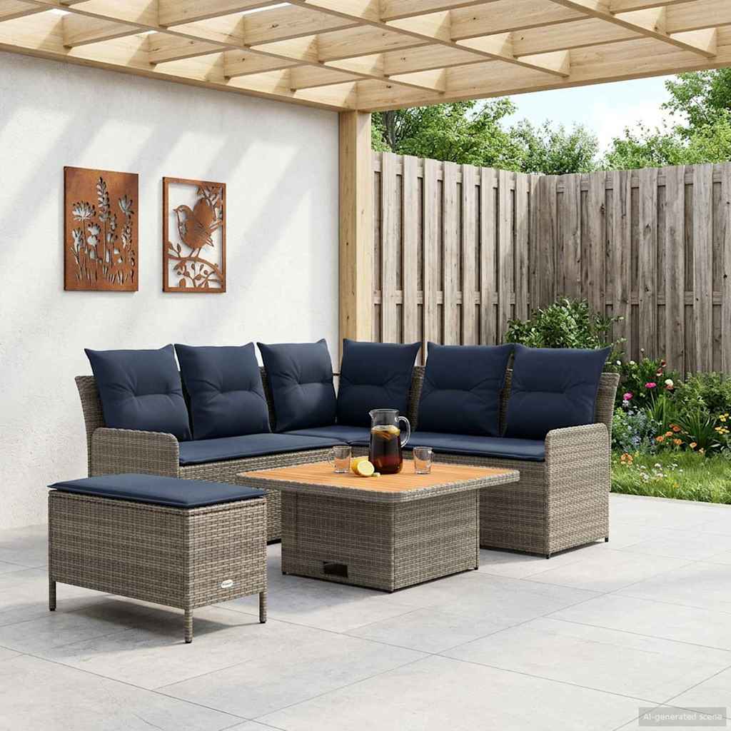 vidaXL Meubelsets met kussen 4 pcs Zwart PE Rattan