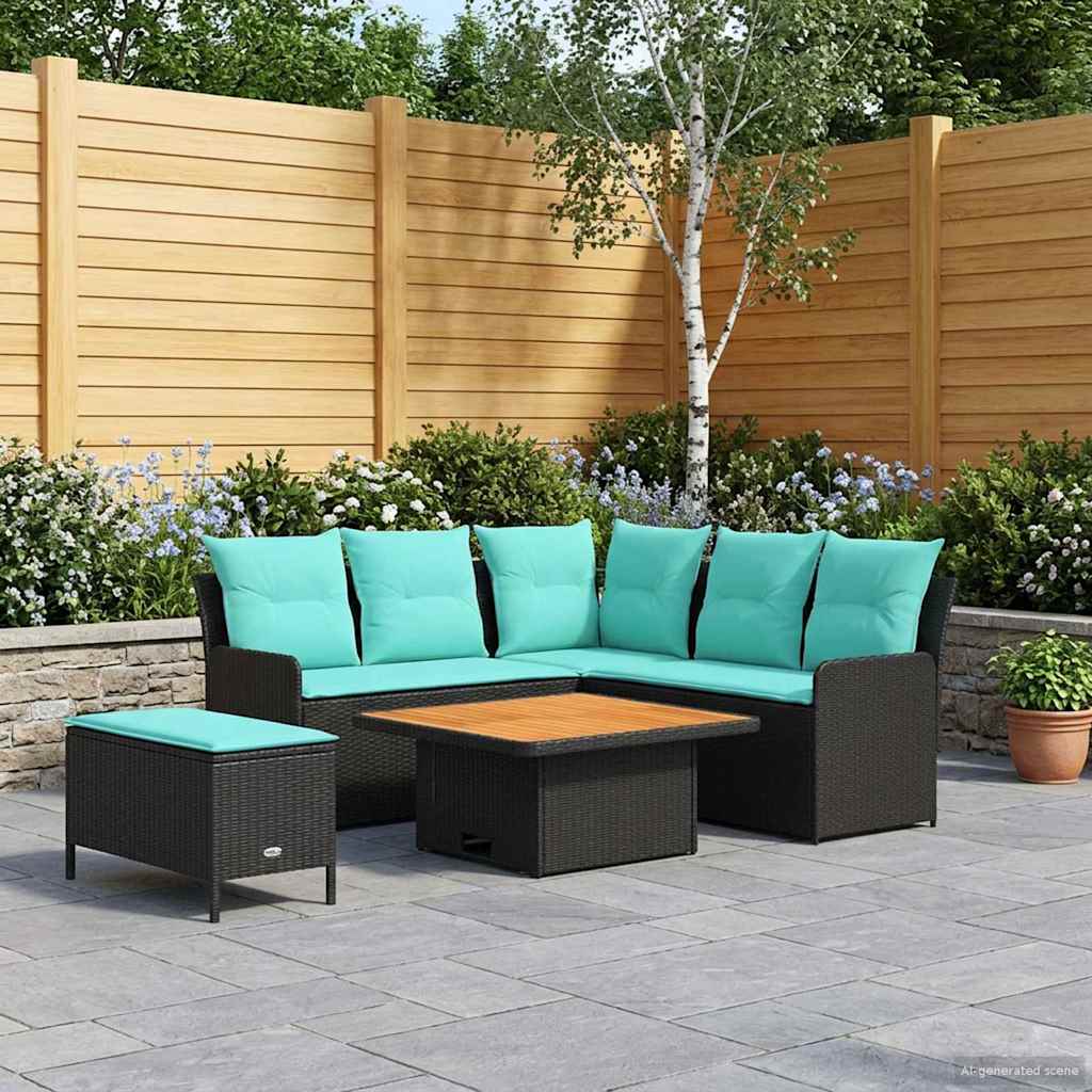 vidaXL Meubelsets met kussen 4 pcs Zwart PE Rattan