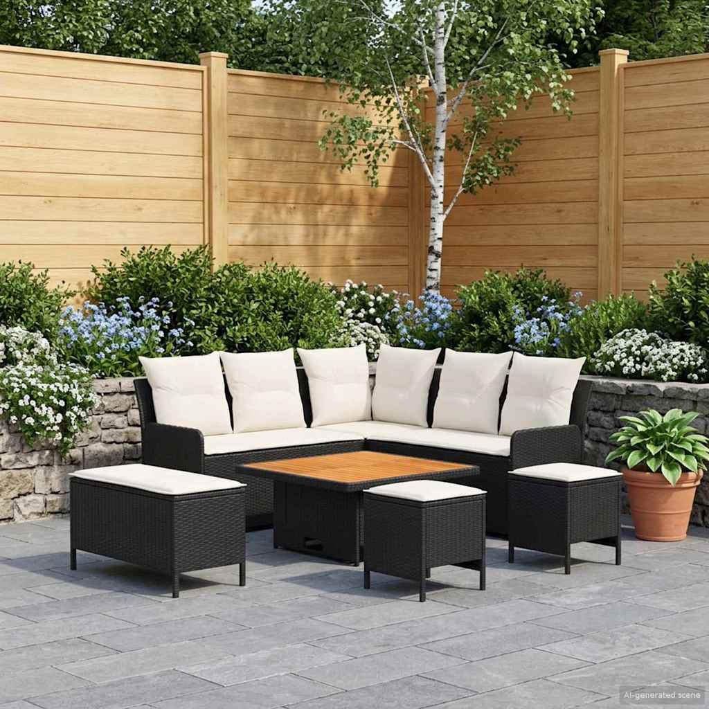 vidaXL Meubelsets met kussen 4 pcs Zwart PE Rattan
