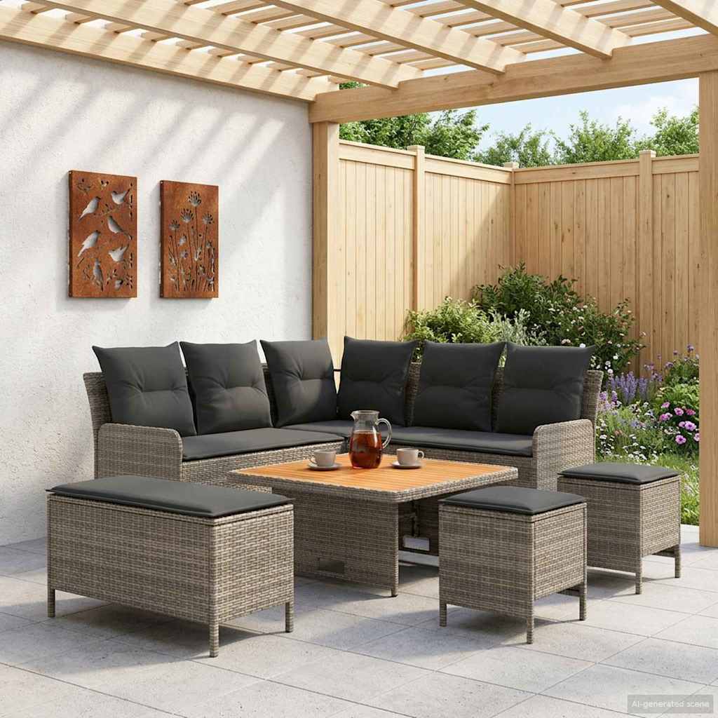 vidaXL Meubelsets met kussen 4 pcs Zwart PE Rattan