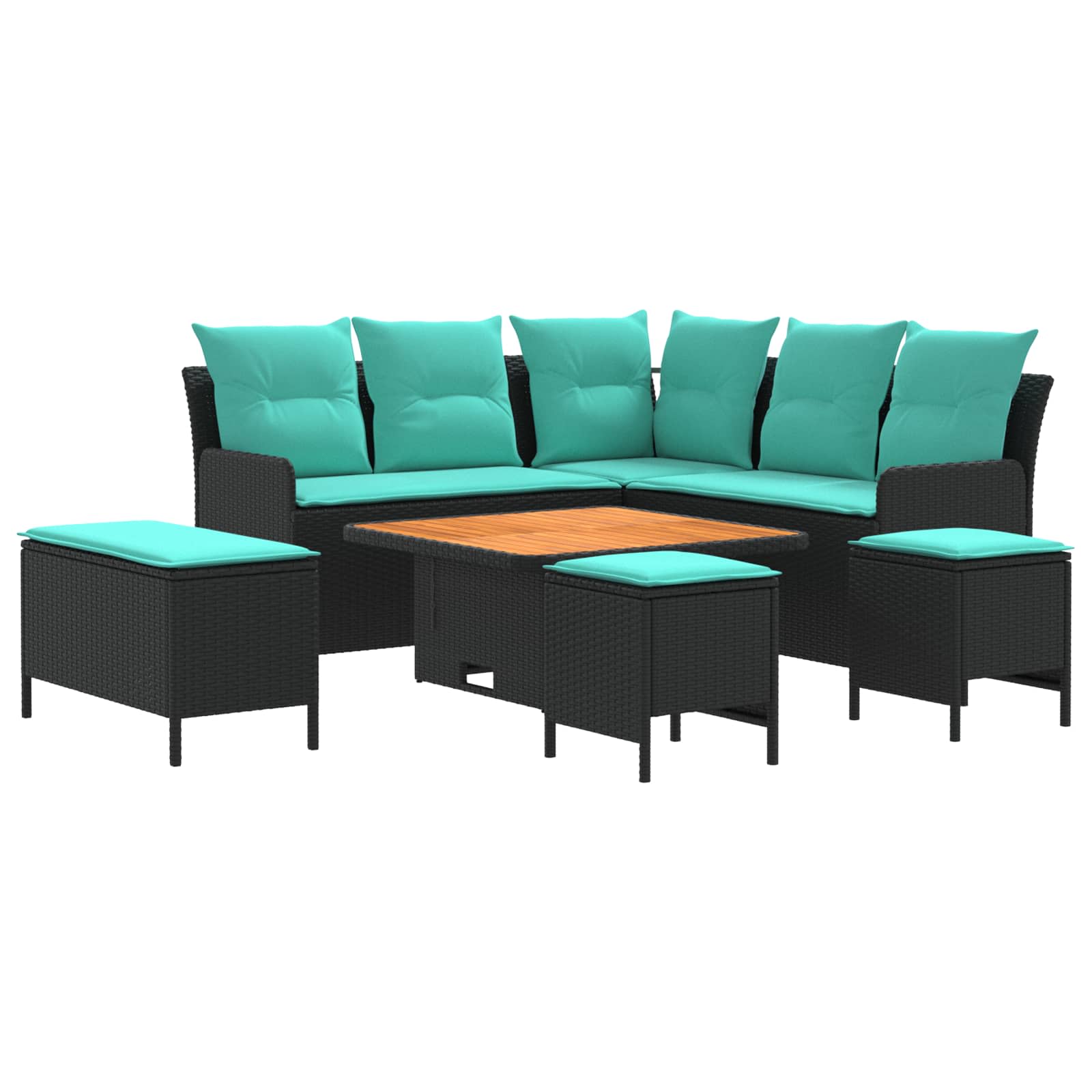 vidaXL Meubelsets met kussen 4 pcs Zwart PE Rattan