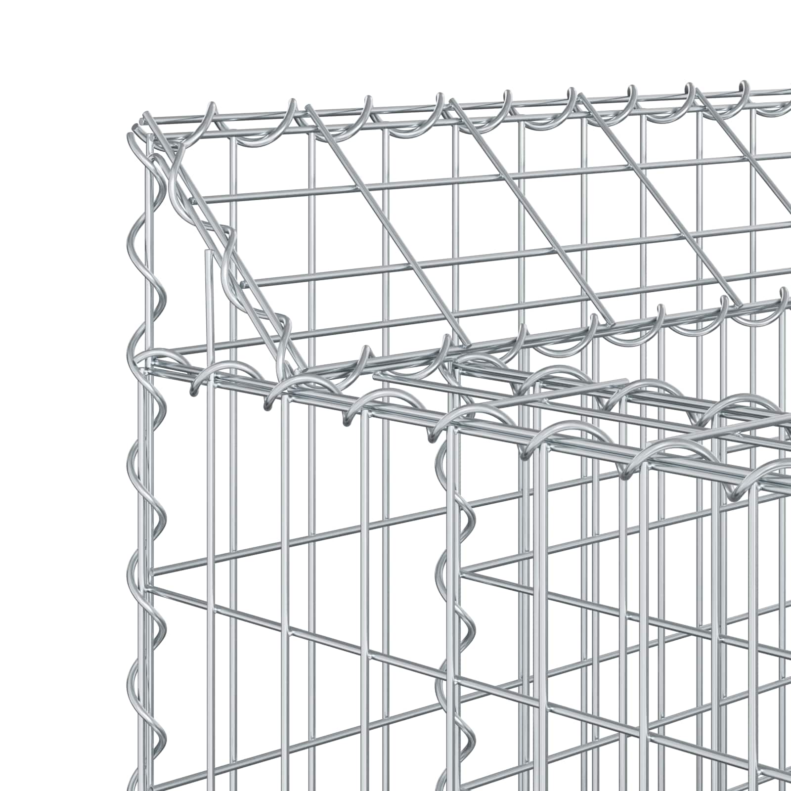 vidaXL Gabion Verhoogd Bed 2 pcs Zilver 300 x 50 x 60 cm
