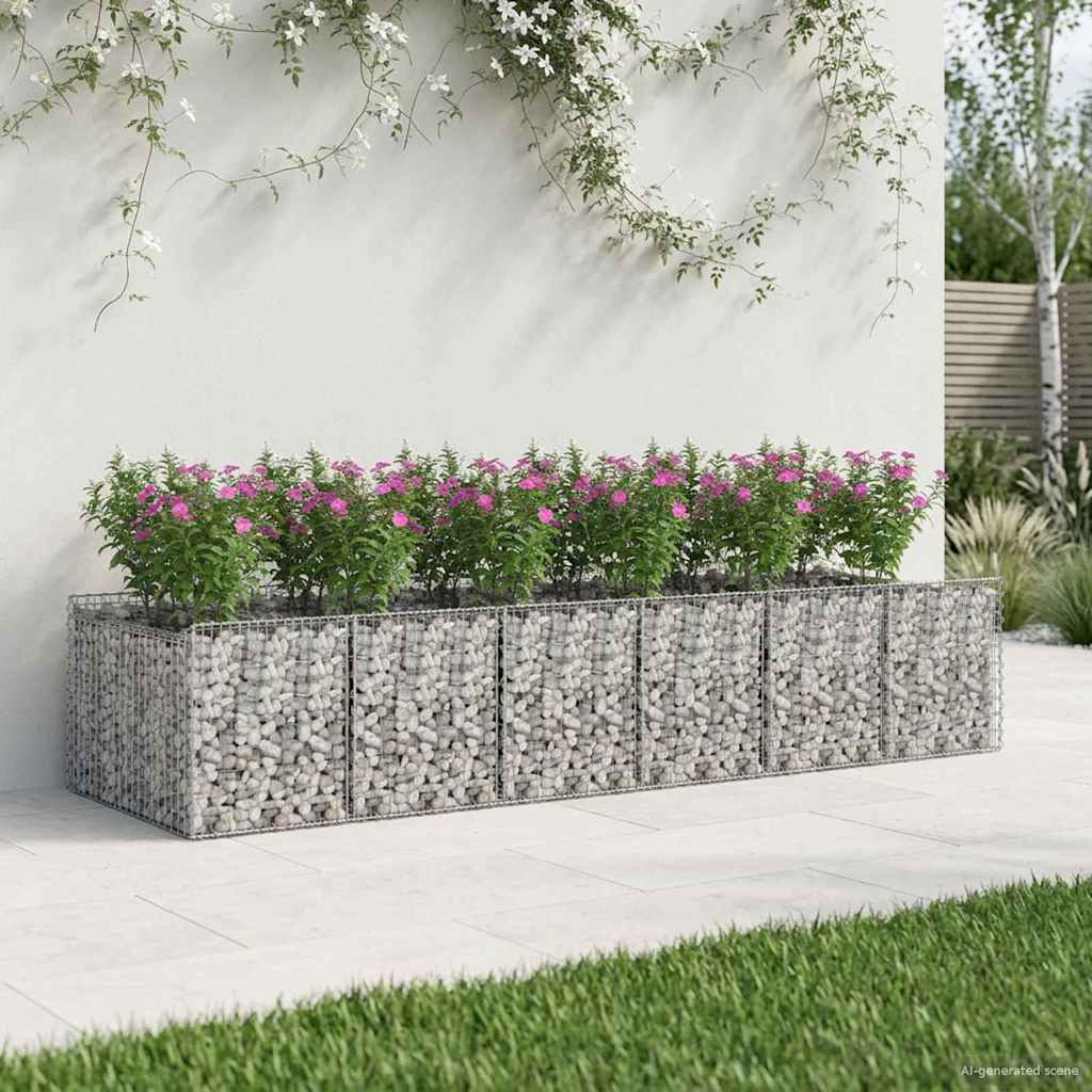 vidaXL Gabion Verhoogd Bed 2 pcs Zilver 300 x 50 x 60 cm