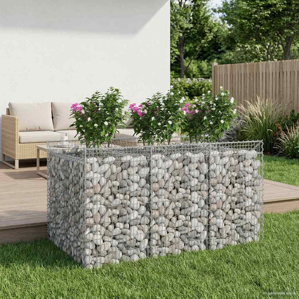 vidaXL Gabion Verhoogd Bed 2 pcs Zilver 300 x 50 x 60 cm