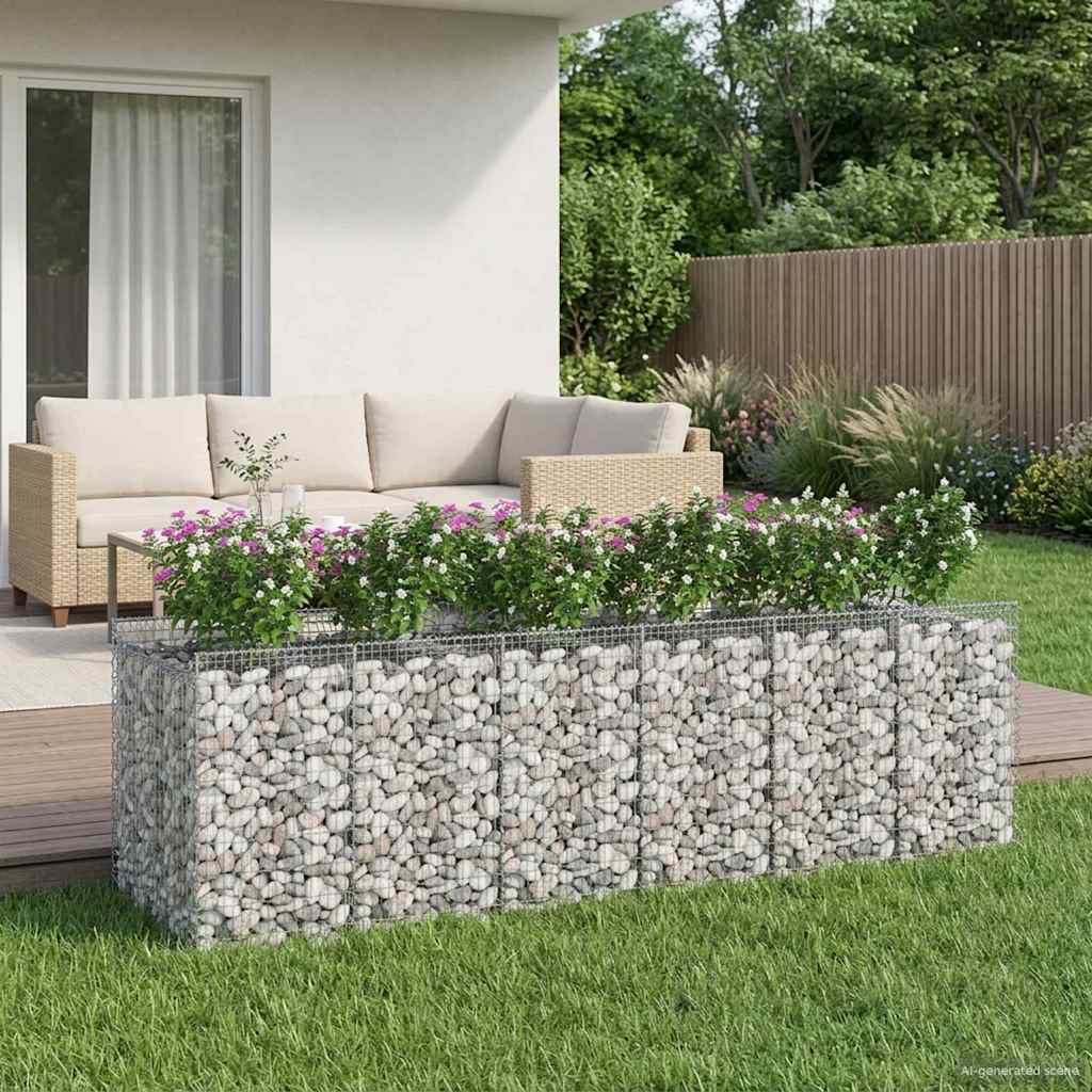 vidaXL Gabion Verhoogd Bed 2 pcs Zilver 300 x 50 x 60 cm