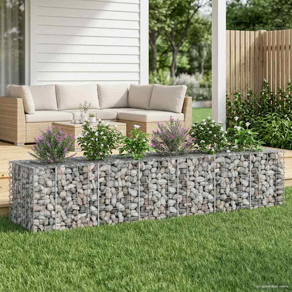 vidaXL Gabion Verhoogd Bed 2 pcs Zilver 260 x 60 x 55 cm