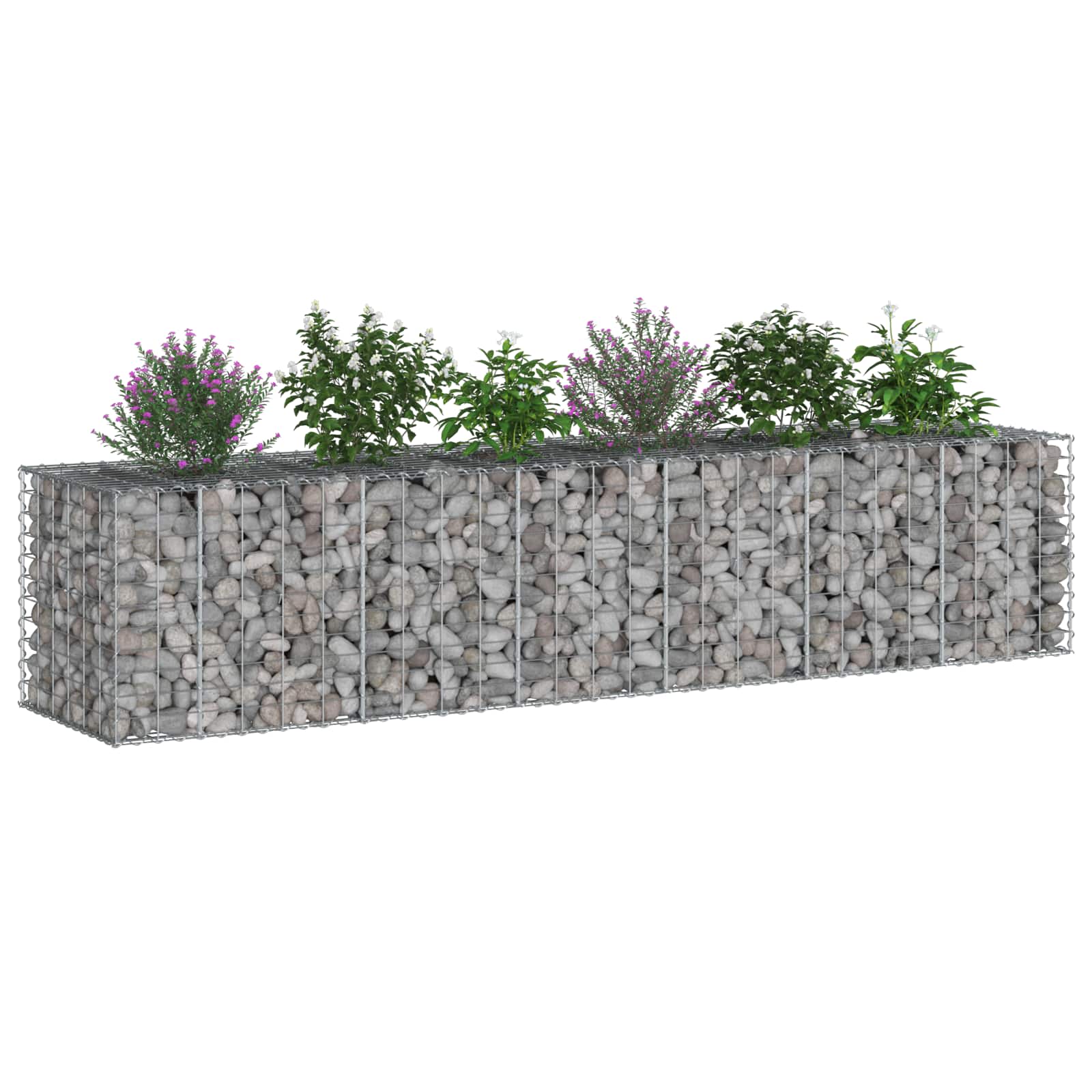 vidaXL Gabion Verhoogd Bed 2 pcs Zilver 260 x 60 x 55 cm
