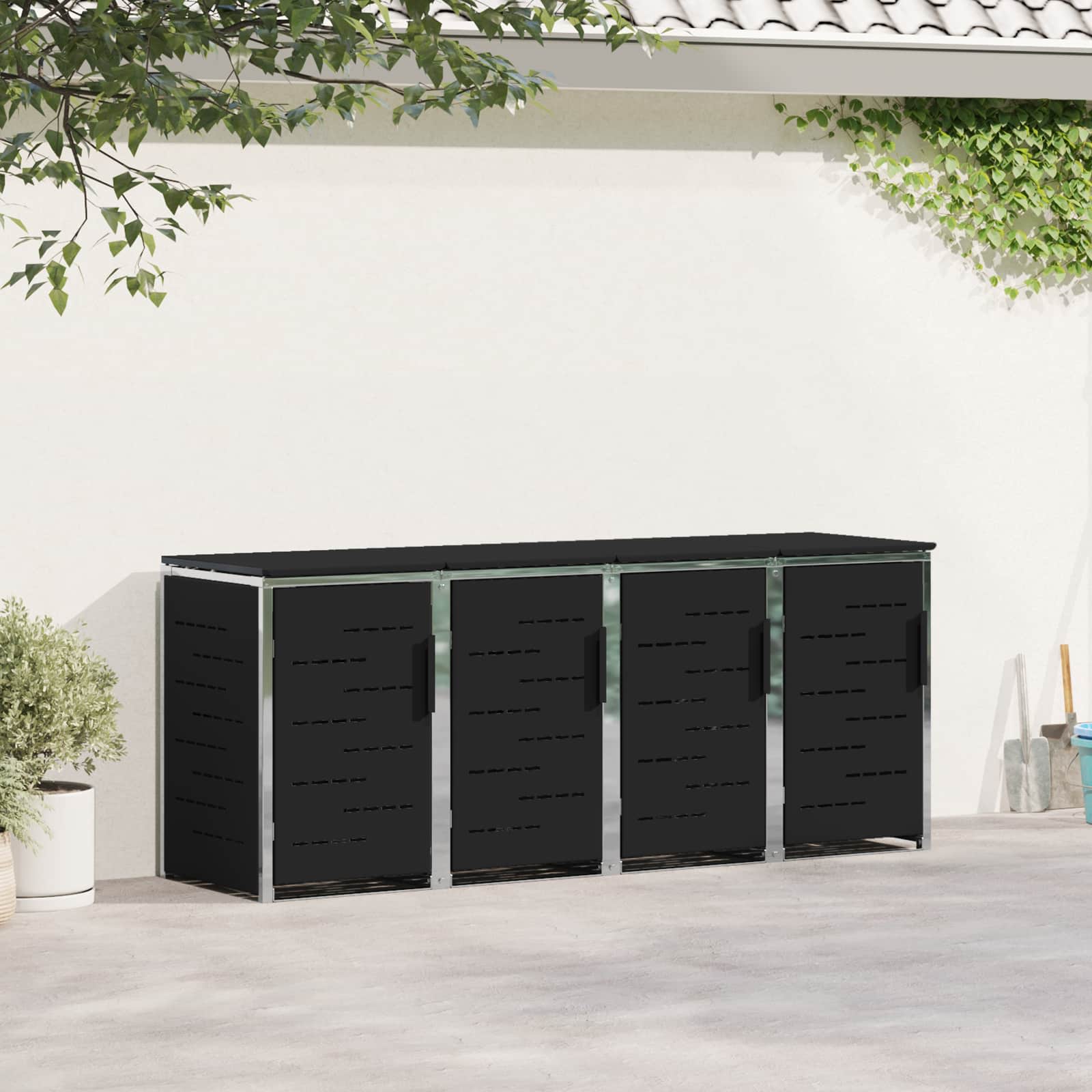 vidaXL Opbergcontainer voor wielen voor 3 containers gemaakt van roestvrijstaal