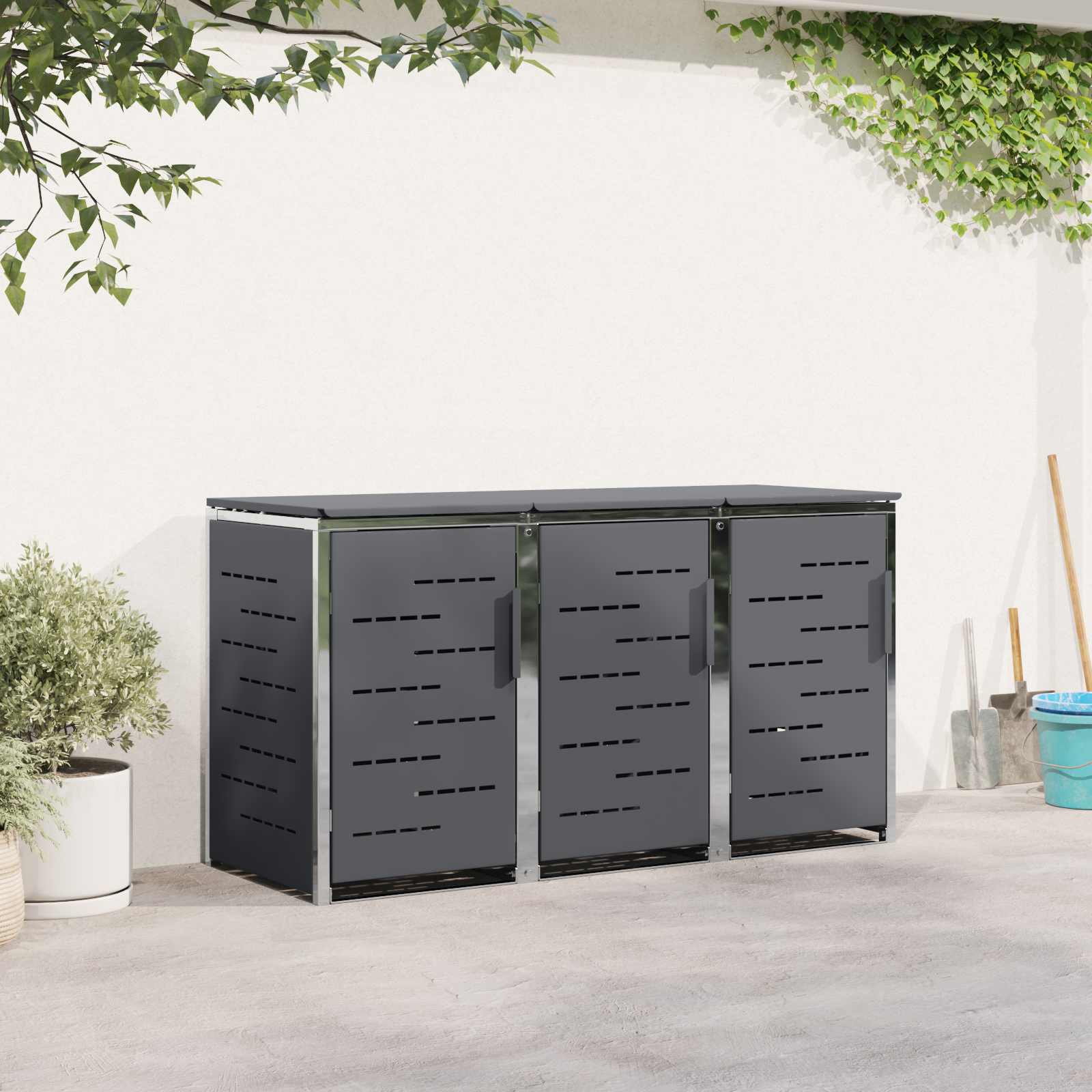 vidaXL Opbergcontainer voor wielen voor 3 containers gemaakt van roestvrijstaal
