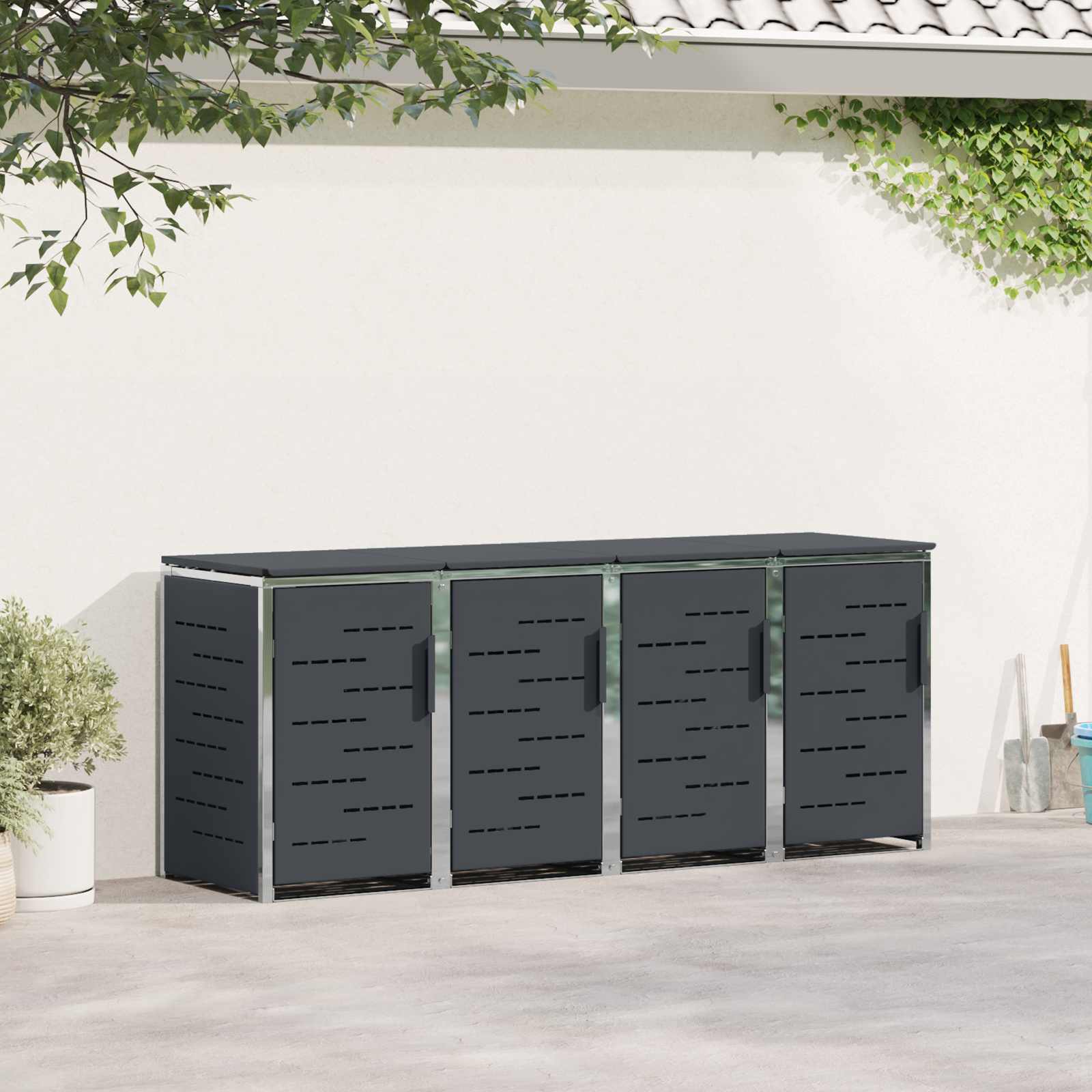 vidaXL Opbergcontainer voor wielen voor 3 containers gemaakt van roestvrijstaal