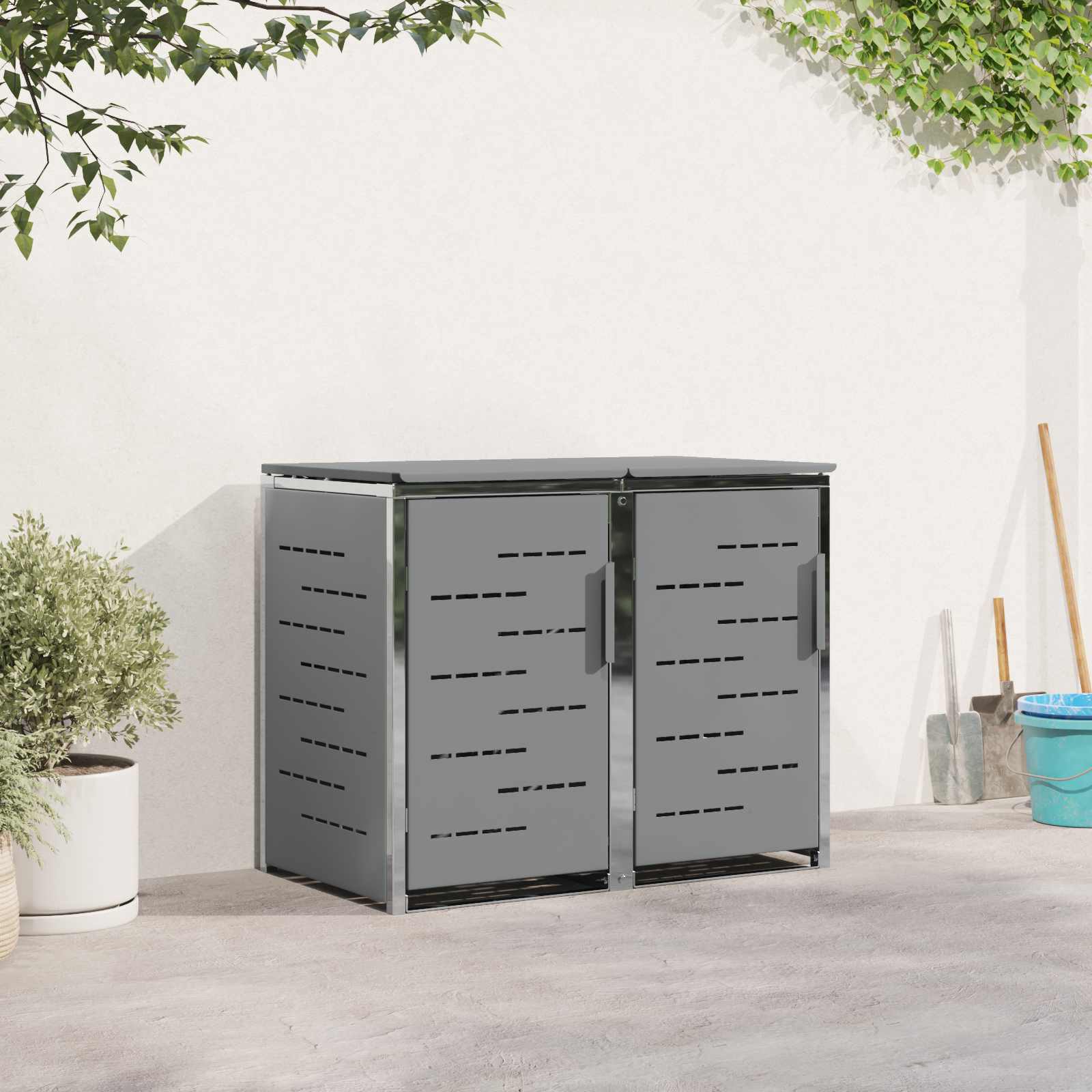 vidaXL Opbergcontainer voor wielen voor 3 containers gemaakt van roestvrijstaal