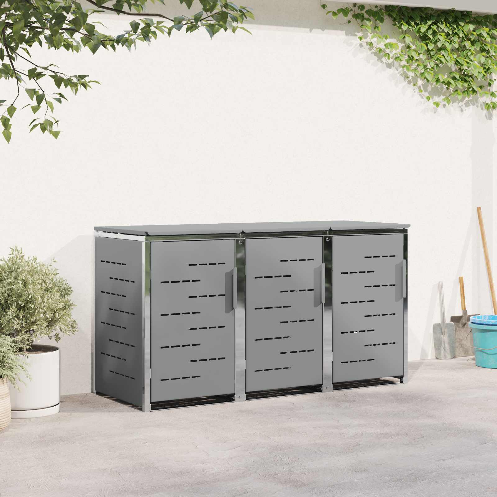vidaXL Opbergcontainer voor wielen voor 3 containers gemaakt van roestvrijstaal