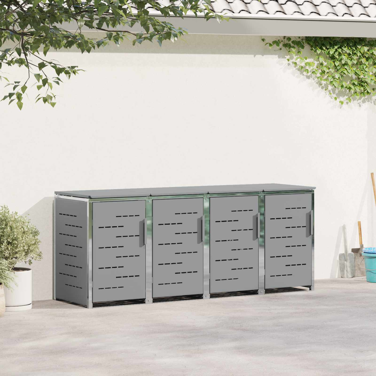 vidaXL Opbergcontainer voor wielen voor 3 containers gemaakt van roestvrijstaal