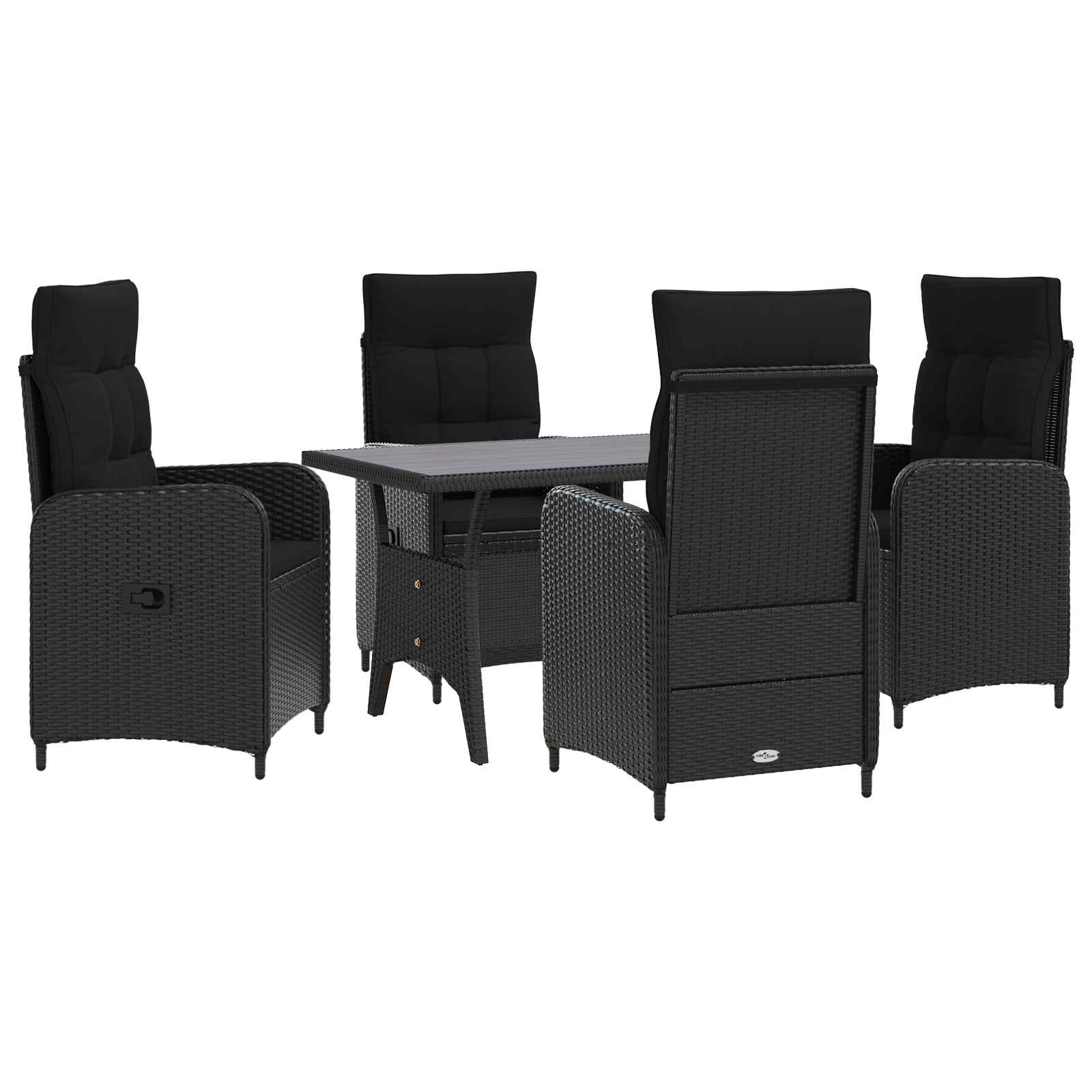vidaXL Buiten eettafelset 3 pcs Zwart poly rattan