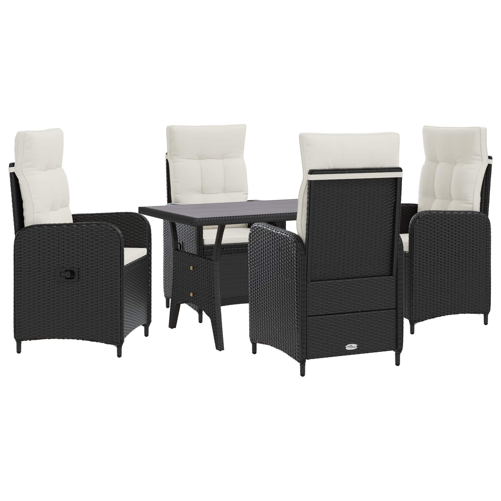 vidaXL Buiten eettafelset 3 pcs Zwart poly rattan