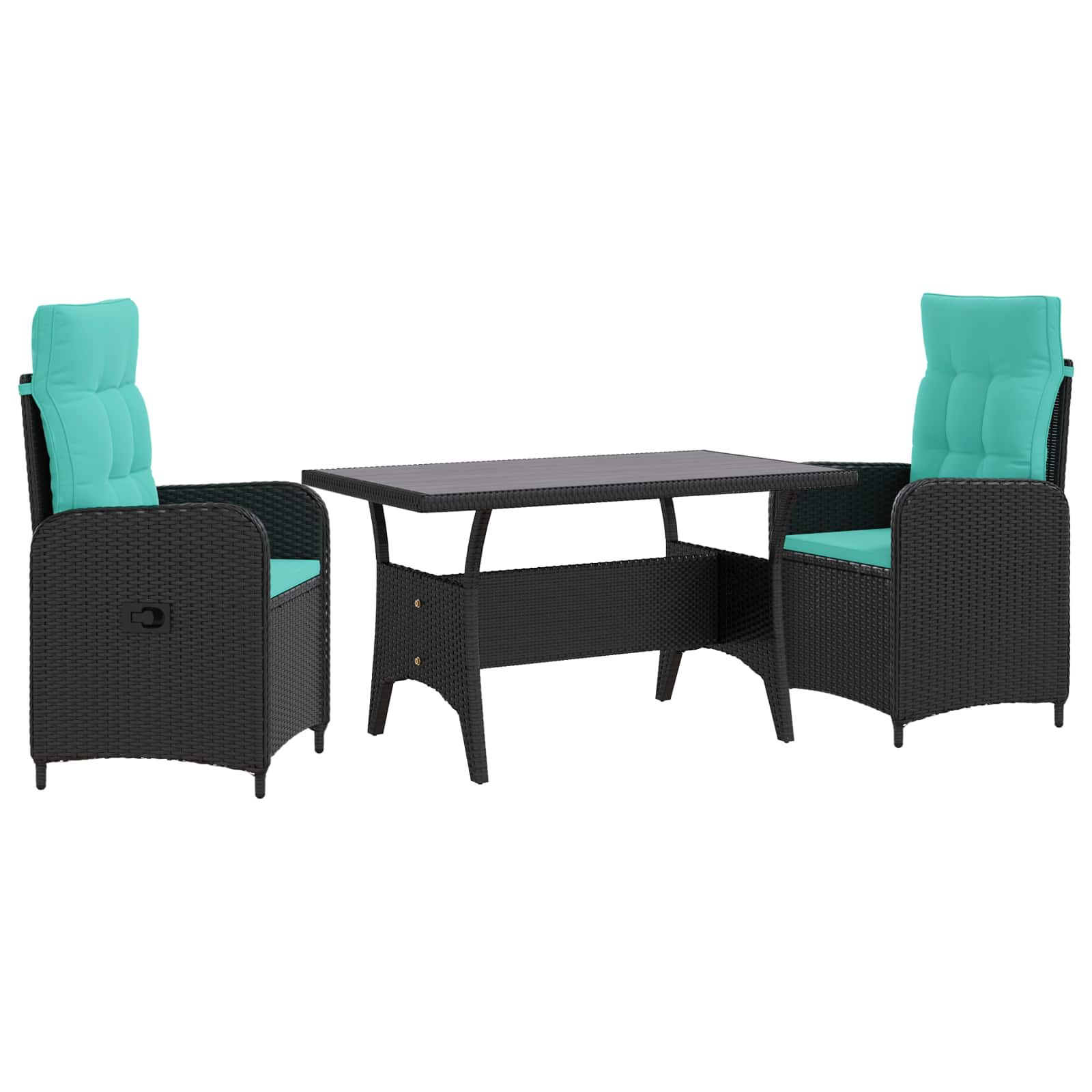 vidaXL Buiten eettafelset 3 pcs Zwart poly rattan
