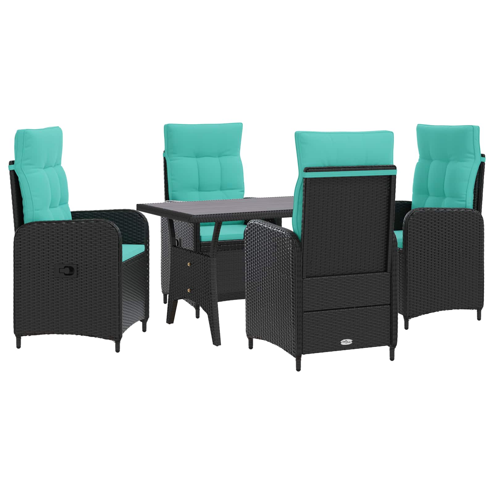 vidaXL Buiten eettafelset 3 pcs Zwart poly rattan