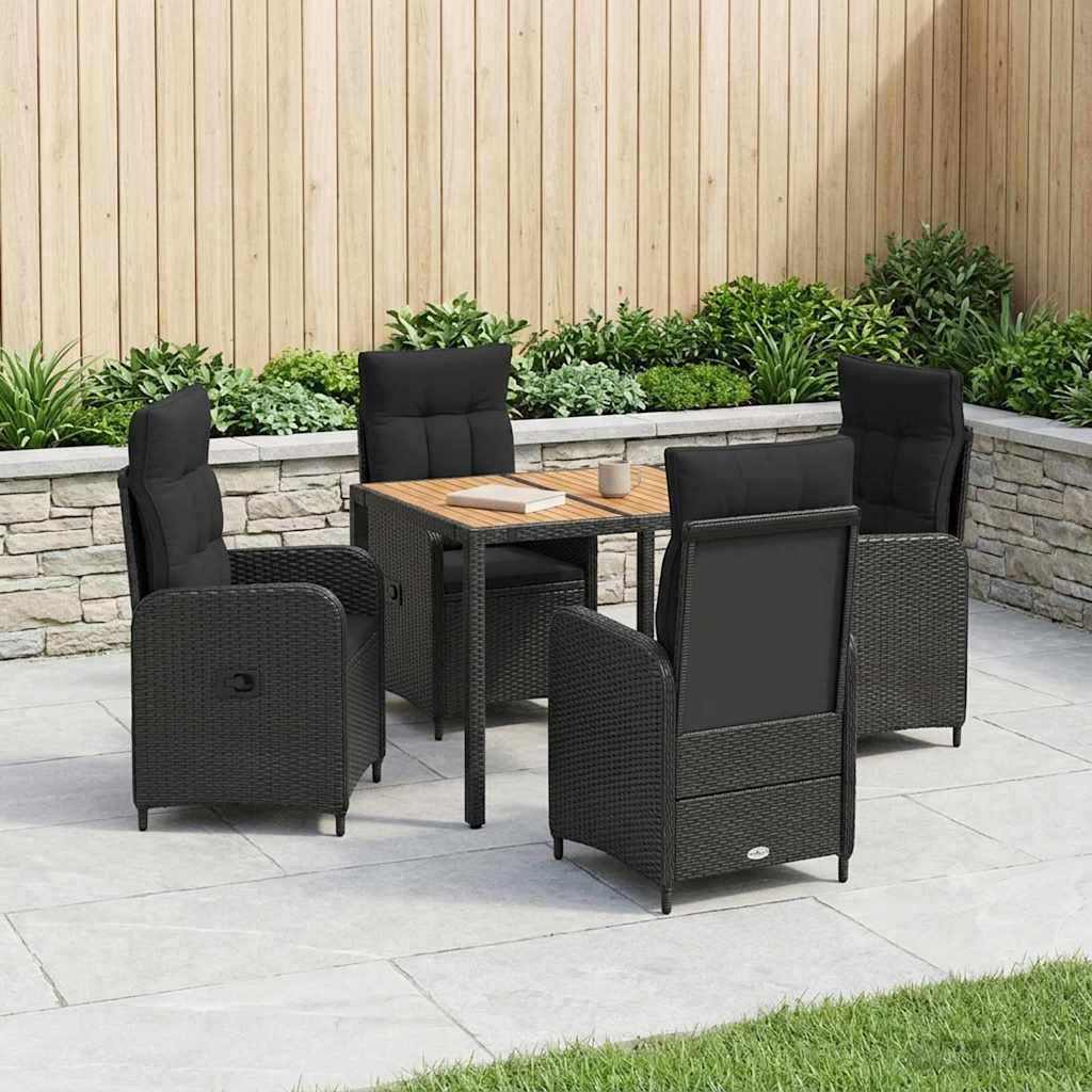 vidaXL Buiten eettafelset 3 st Zwart PE Rattan en Poeder-Coated Staal