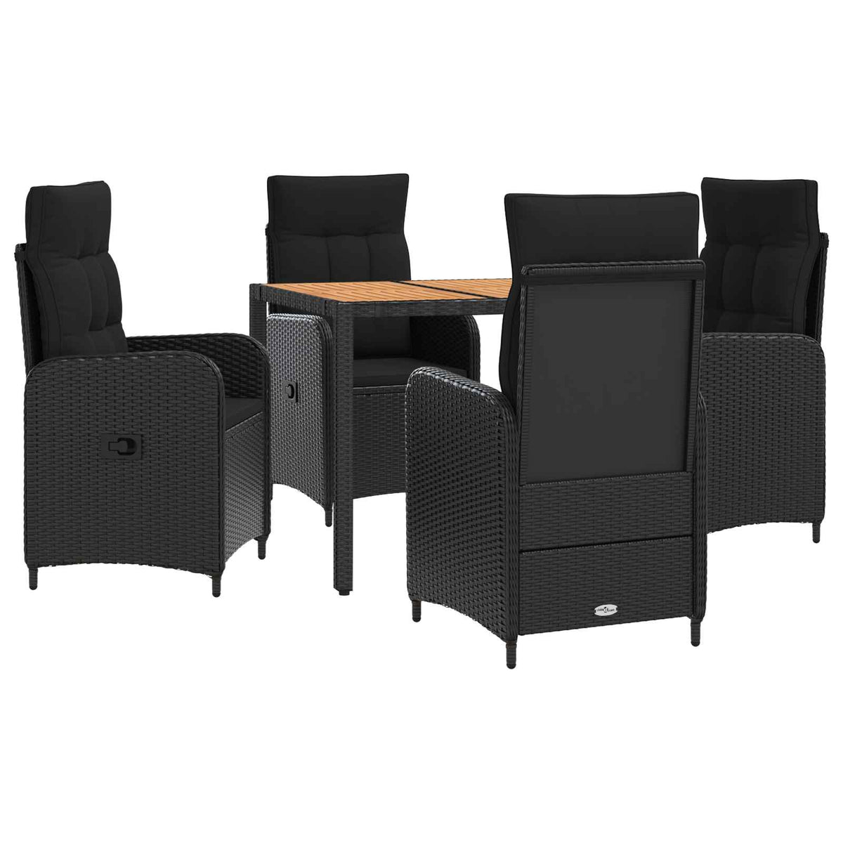 vidaXL Buiten eettafelset 3 st Zwart PE Rattan en Poeder-Coated Staal