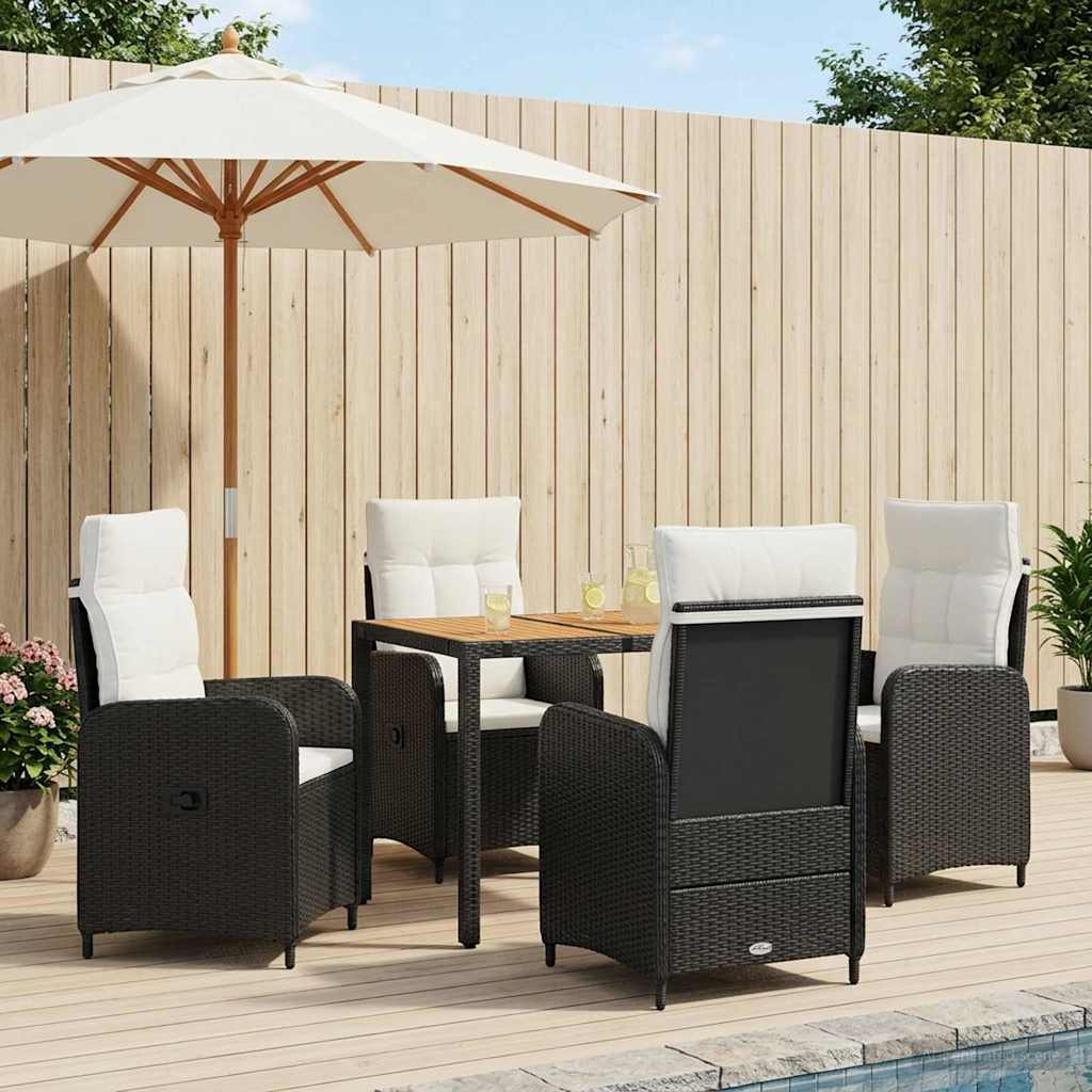 vidaXL Buiten eettafelset 3 st Zwart PE Rattan en Poeder-Coated Staal