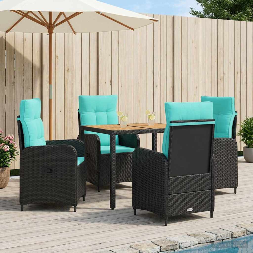 vidaXL Buiten eettafelset 3 st Zwart PE Rattan en Poeder-Coated Staal