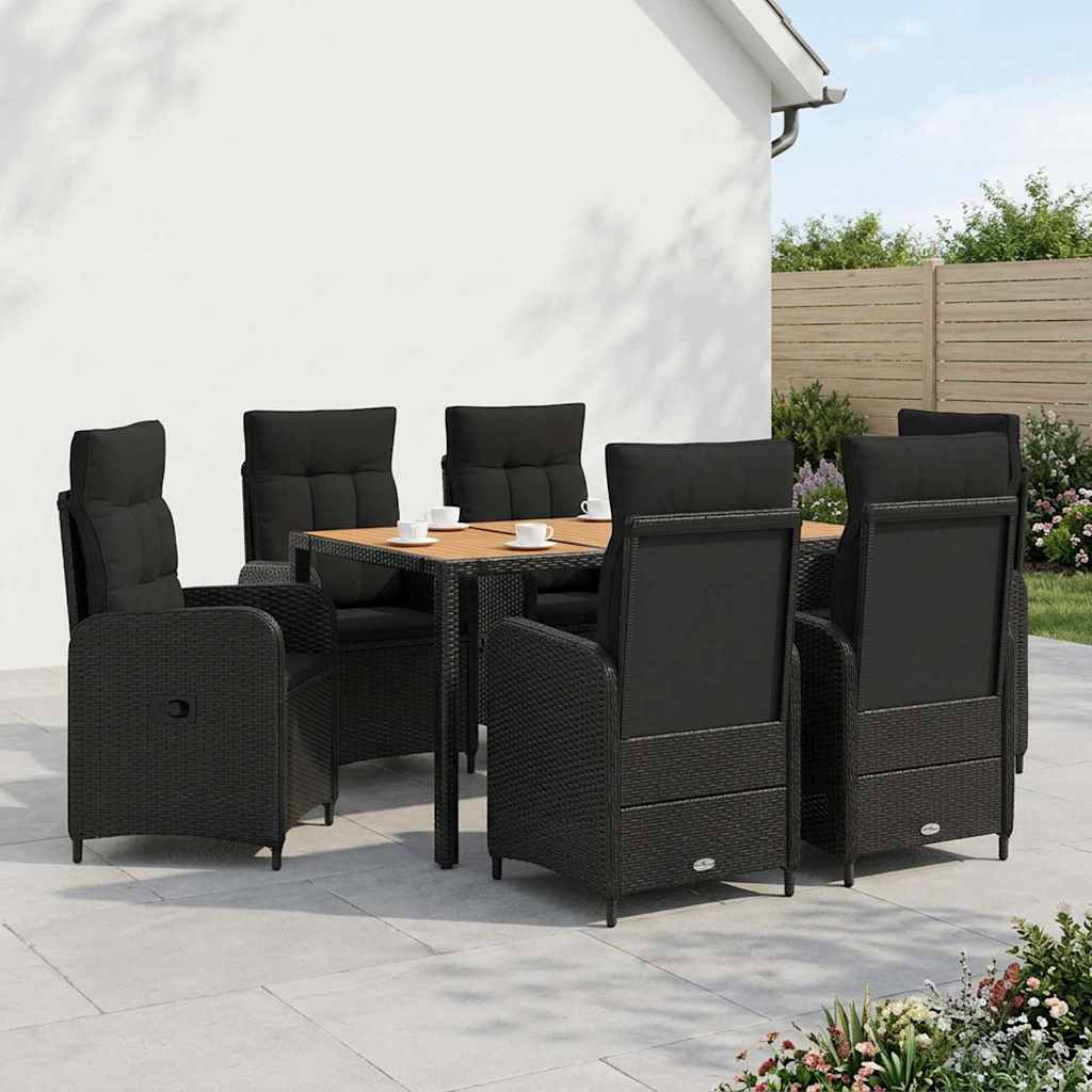 vidaXL Buiten eettafelset 3 st Zwart PE Rattan en Poeder-Coated Staal