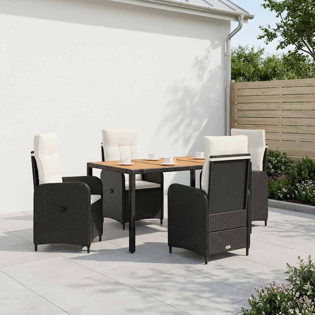 vidaXL Buiten eettafelset 3 st Zwart PE Rattan en Poeder-Coated Staal