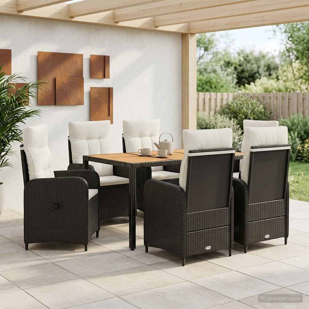 vidaXL Buiten eettafelset 3 st Zwart PE Rattan en Poeder-Coated Staal