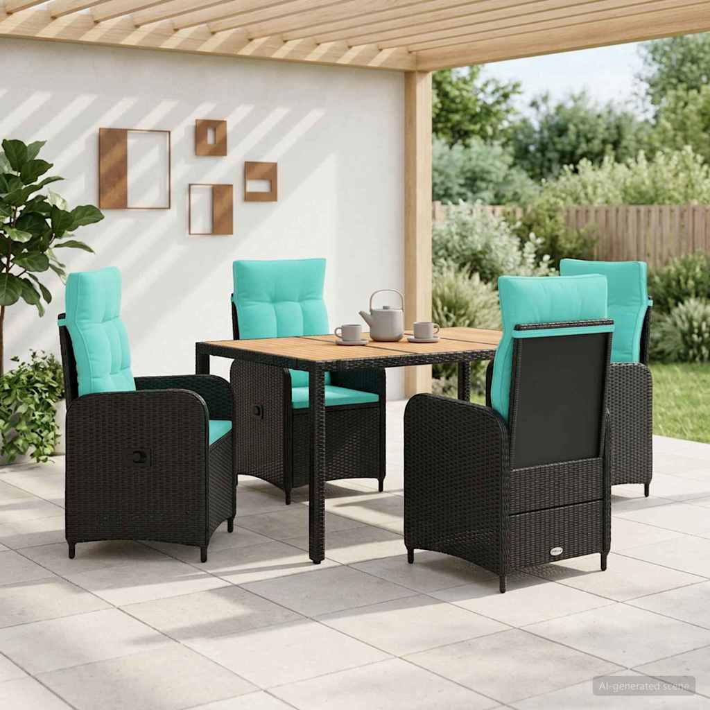 vidaXL Buiten eettafelset 3 st Zwart PE Rattan en Poeder-Coated Staal