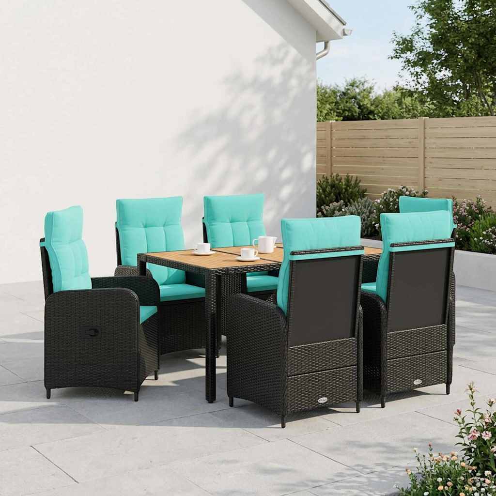 vidaXL Buiten eettafelset 3 st Zwart PE Rattan en Poeder-Coated Staal