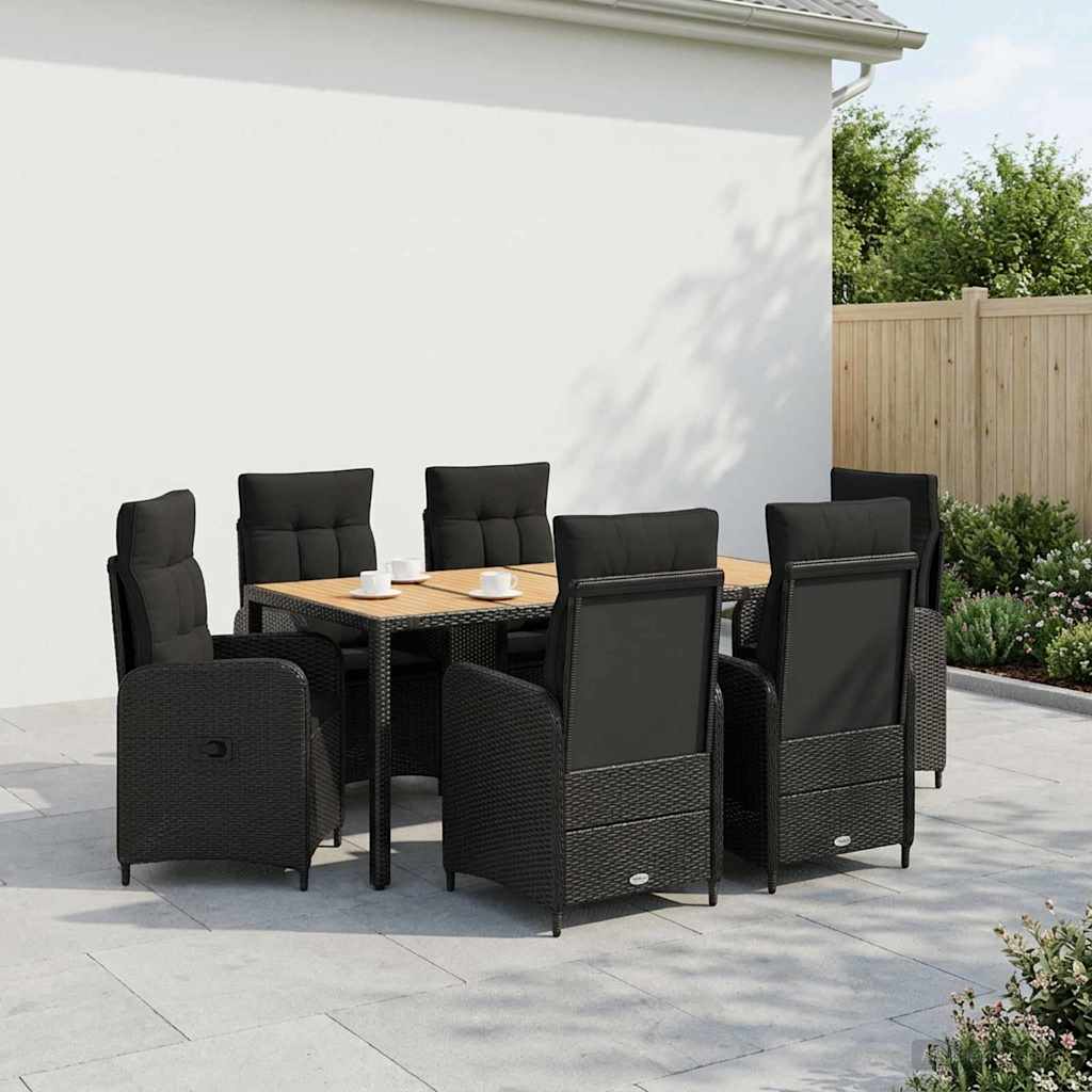 vidaXL Buiten eettafelset 3 st Zwart PE Rattan en Poeder-Coated Staal