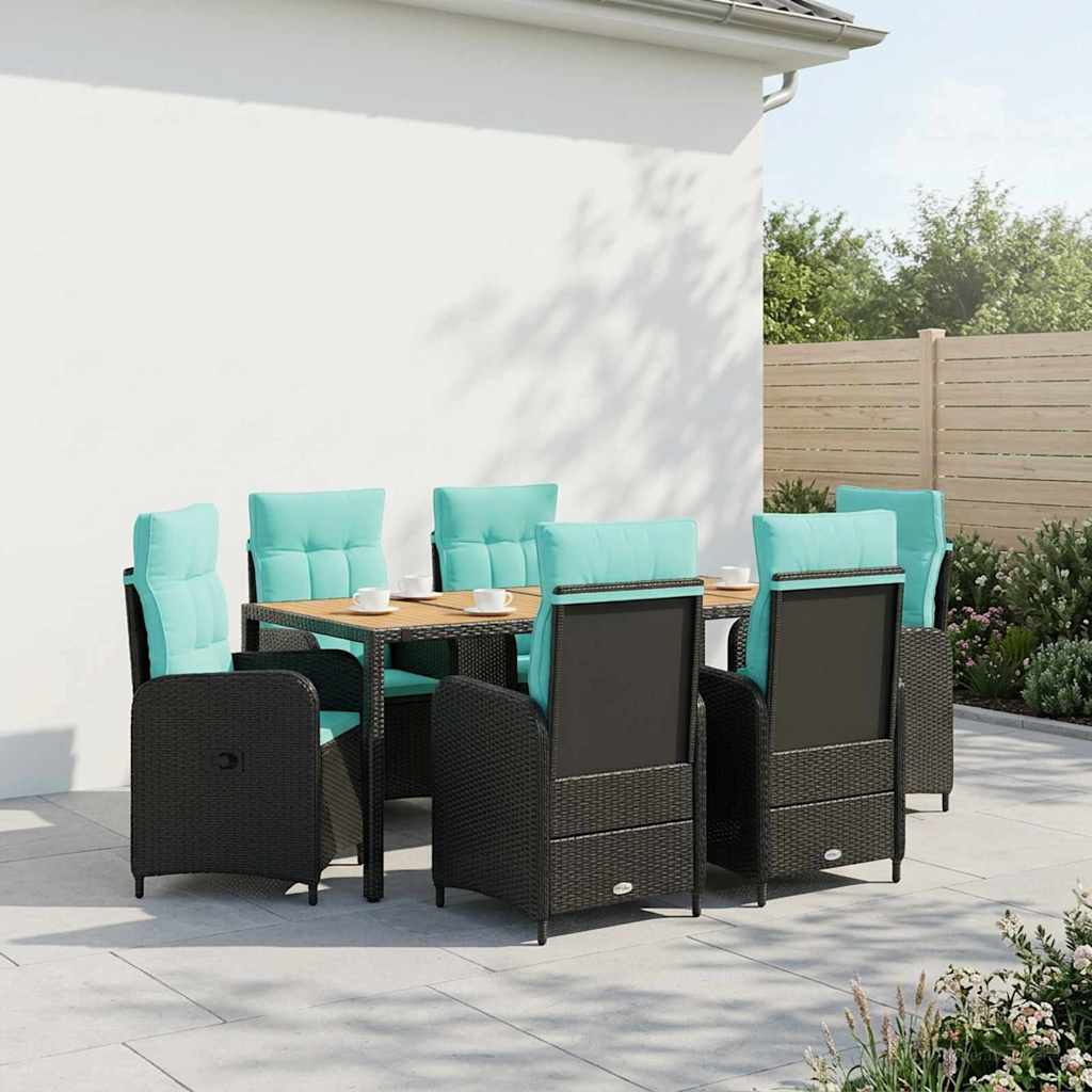vidaXL Buiten eettafelset 3 st Zwart PE Rattan en Poeder-Coated Staal