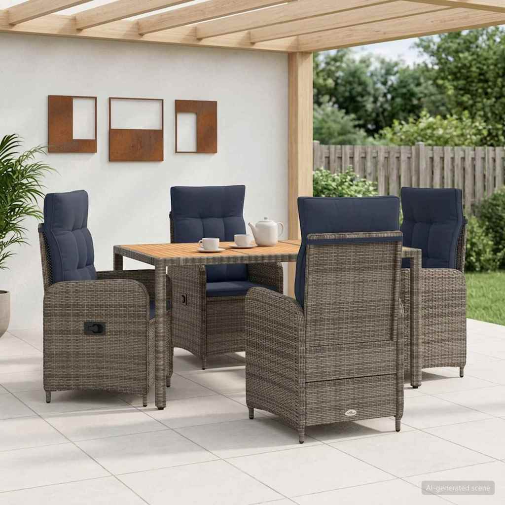vidaXL Buiten eettafelset 3 st Zwart PE Rattan en Poeder-Coated Staal