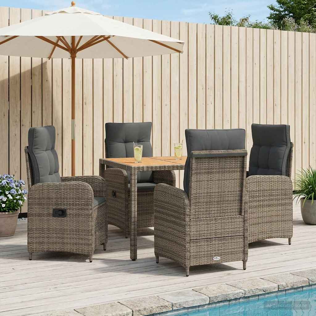 vidaXL Buiten eettafelset 3 st Zwart PE Rattan en Poeder-Coated Staal