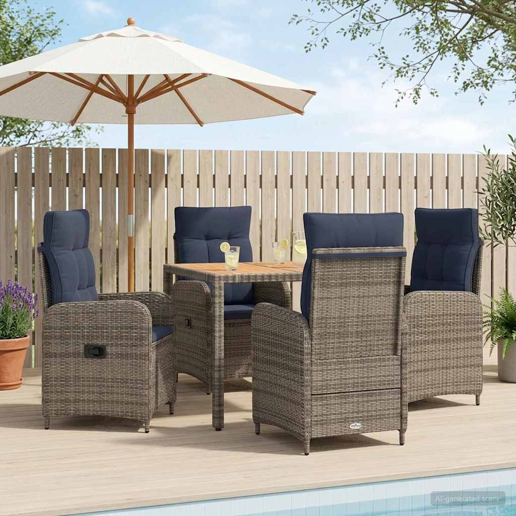 vidaXL Buiten eettafelset 3 st Zwart PE Rattan en Poeder-Coated Staal