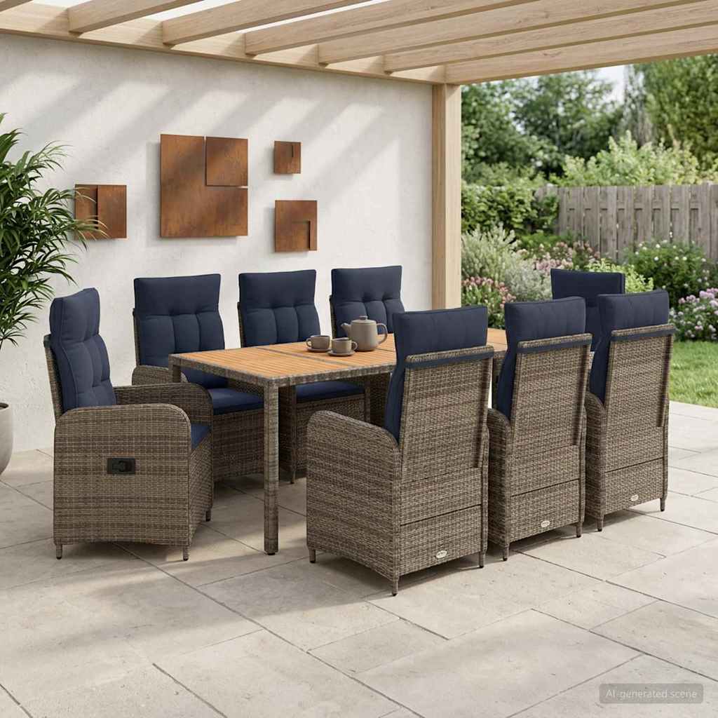 vidaXL Buiten eettafelset 3 st Zwart PE Rattan en Poeder-Coated Staal