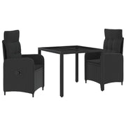 vidaXL Buiten eettafelset 3 pcs PE Rattan en Poeder-Coated Staal