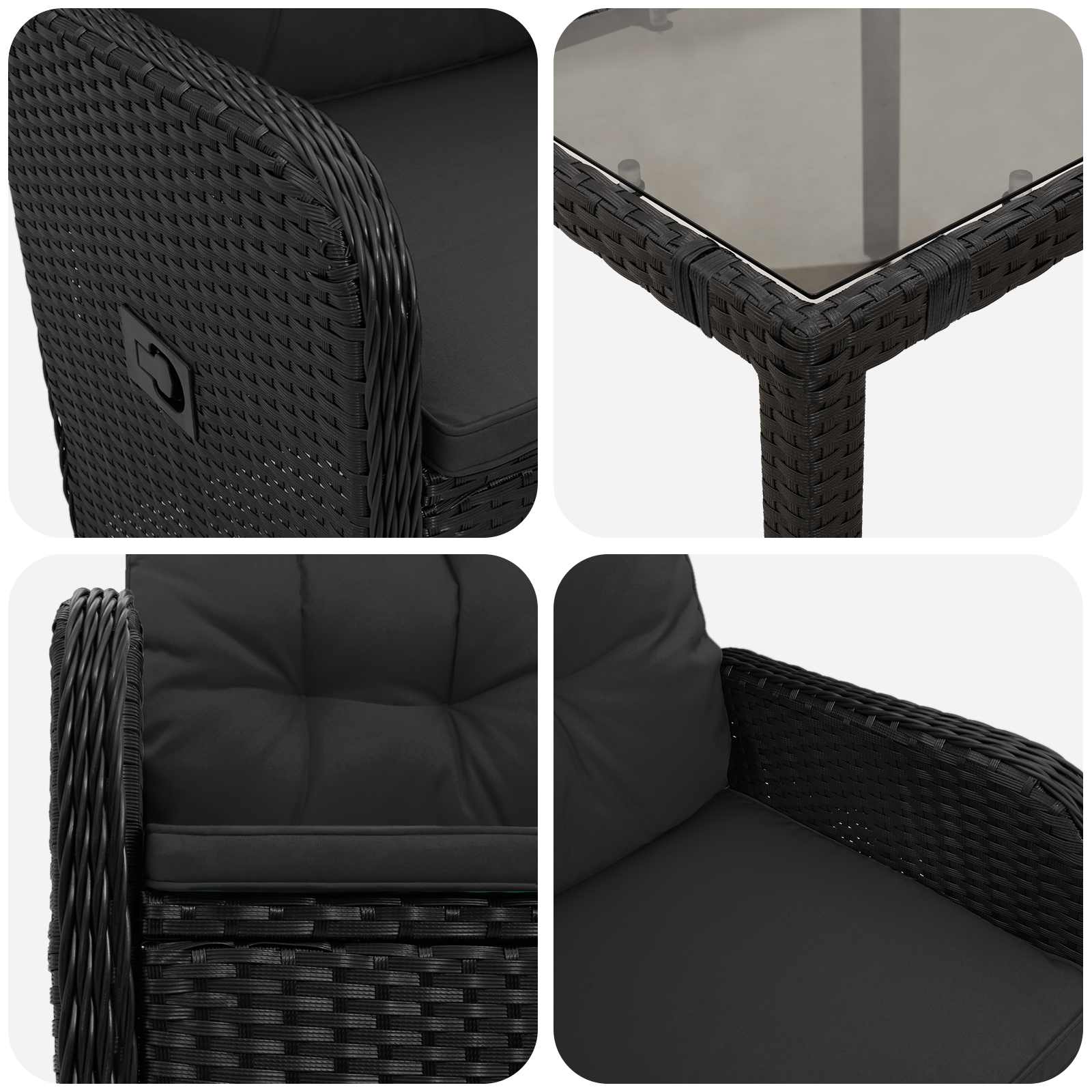 vidaXL Buiten eettafelset 3 pcs PE Rattan en Poeder-Coated Staal