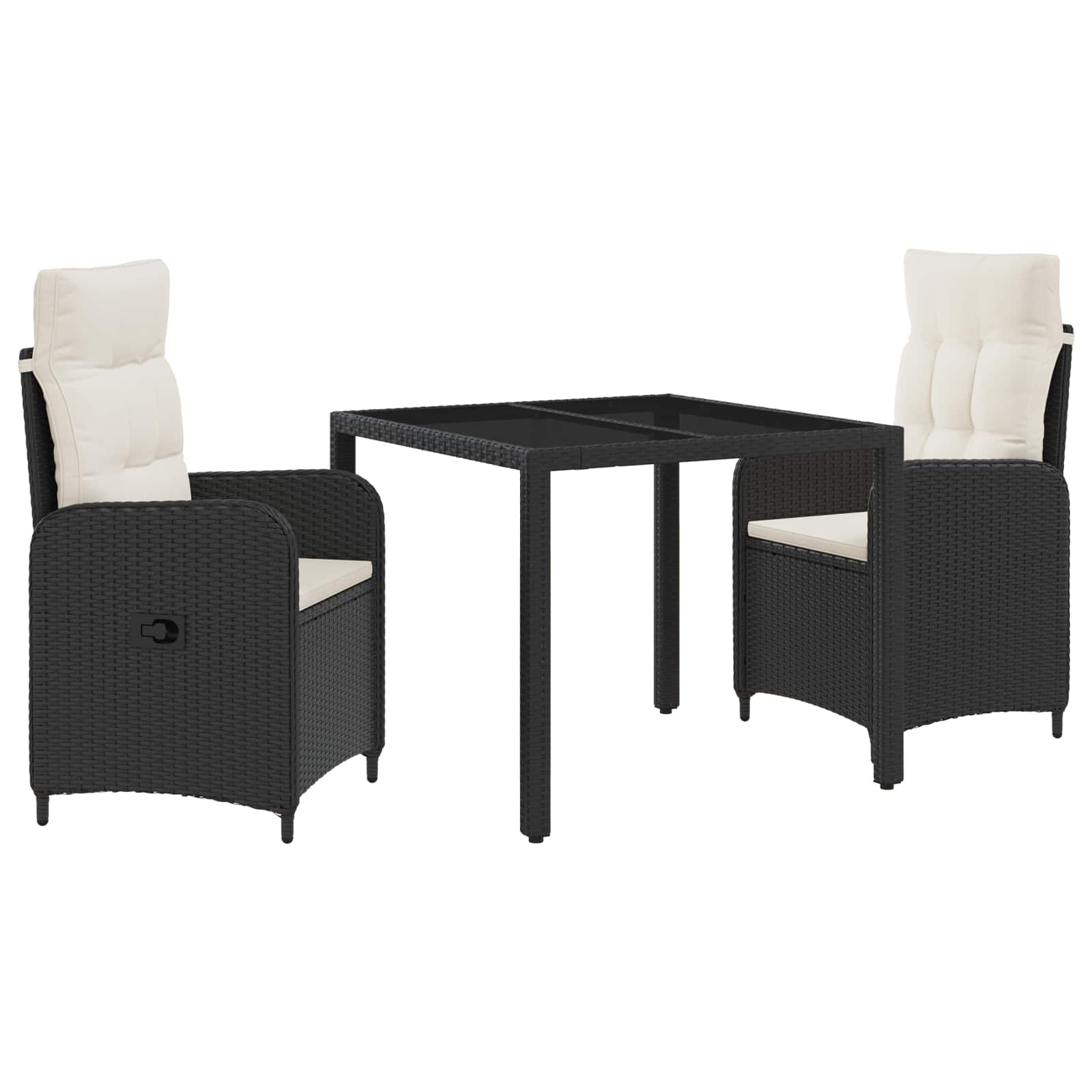 vidaXL Buiten eettafelset 3 pcs PE Rattan en Poeder-Coated Staal