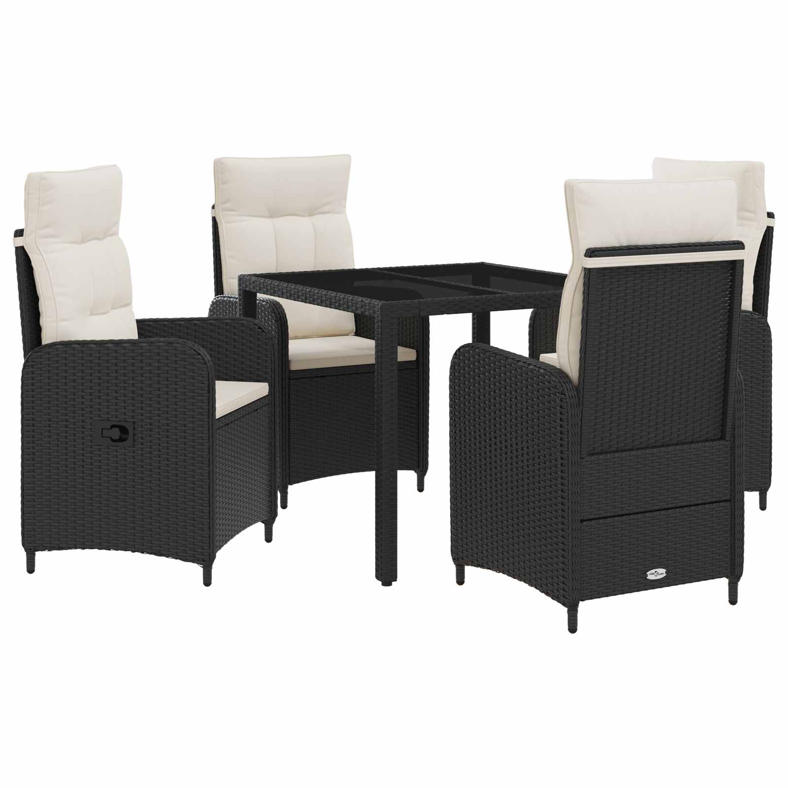 vidaXL Buiten eettafelset 3 pcs PE Rattan en Poeder-Coated Staal