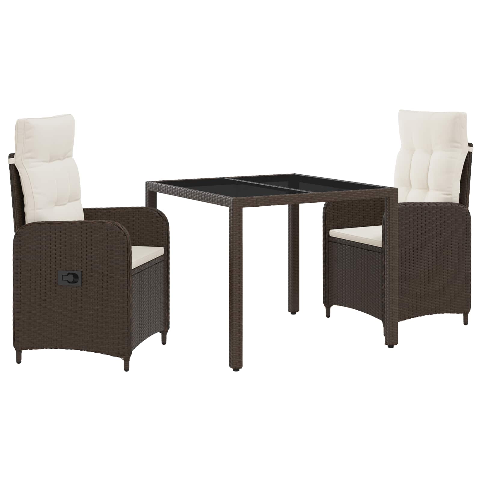 vidaXL Buiten eettafelset 3 pcs PE Rattan en Poeder-Coated Staal