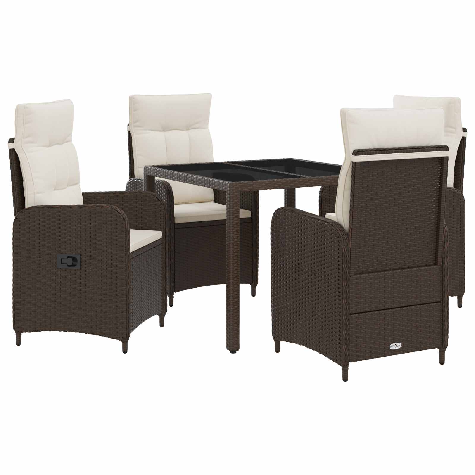 vidaXL Buiten eettafelset 3 pcs PE Rattan en Poeder-Coated Staal