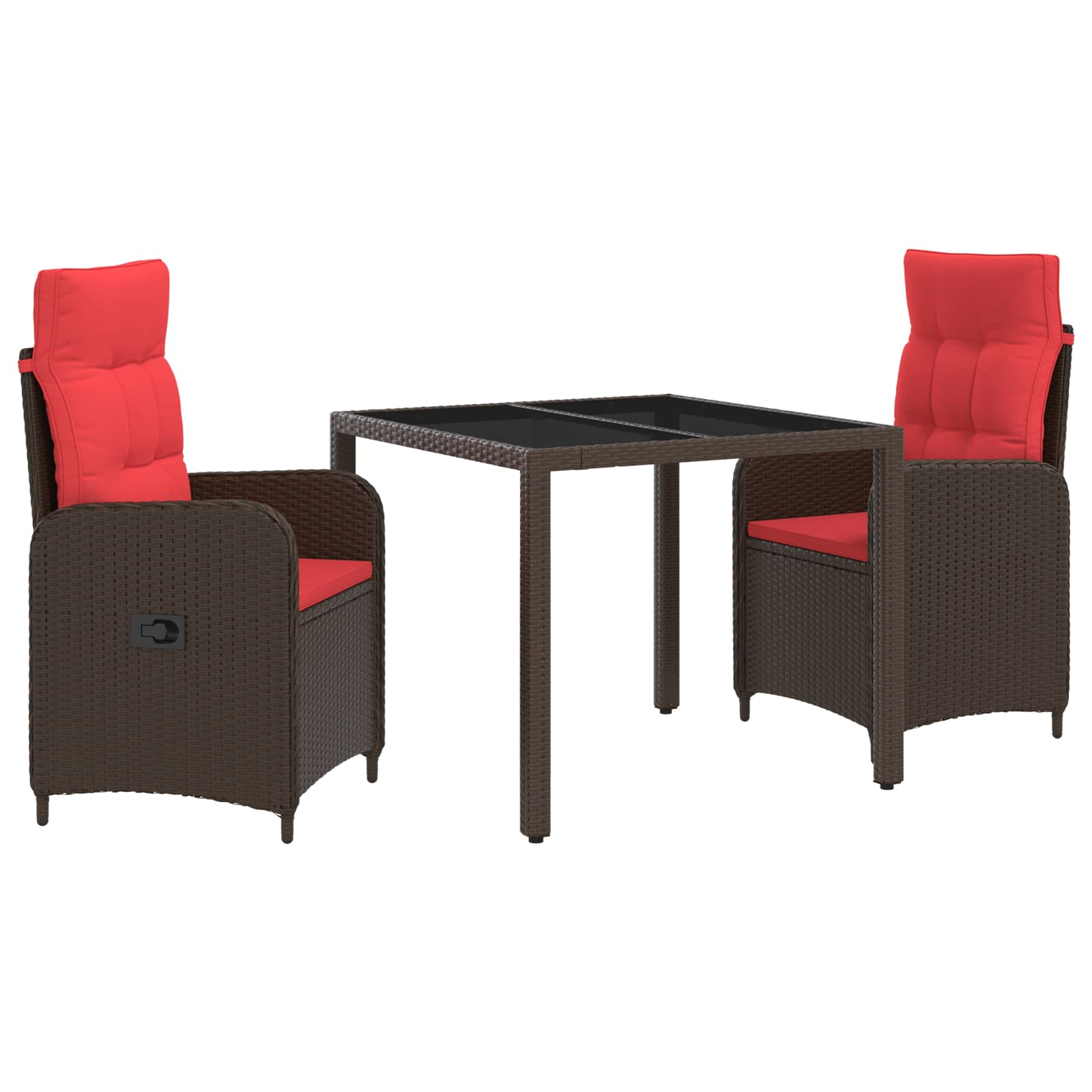 vidaXL Buiten eettafelset 3 pcs PE Rattan en Poeder-Coated Staal