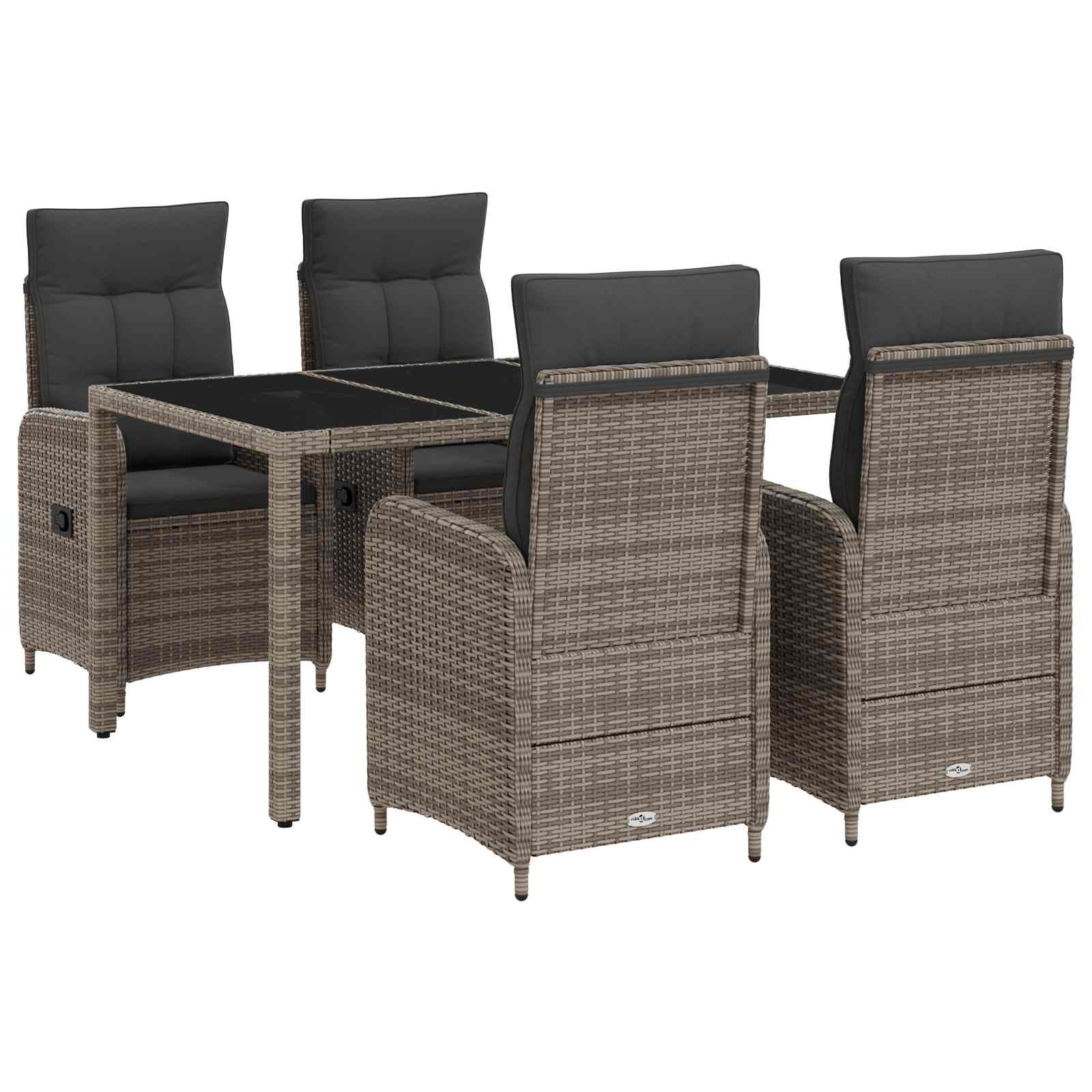 vidaXL Buiten eettafelset 3 pcs PE Rattan en Poeder-Coated Staal