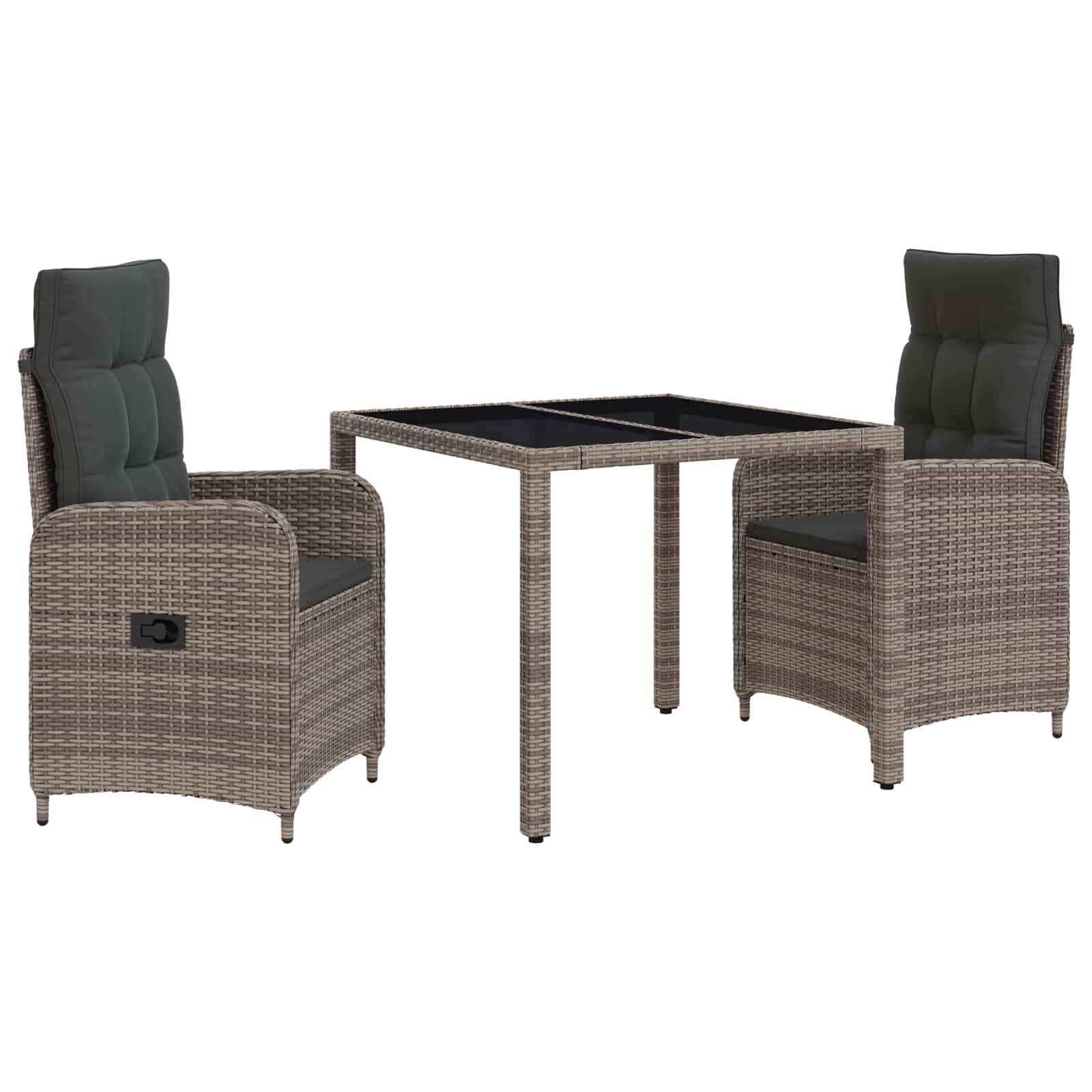 vidaXL Buiten eettafelset 3 pcs PE Rattan en Poeder-Coated Staal