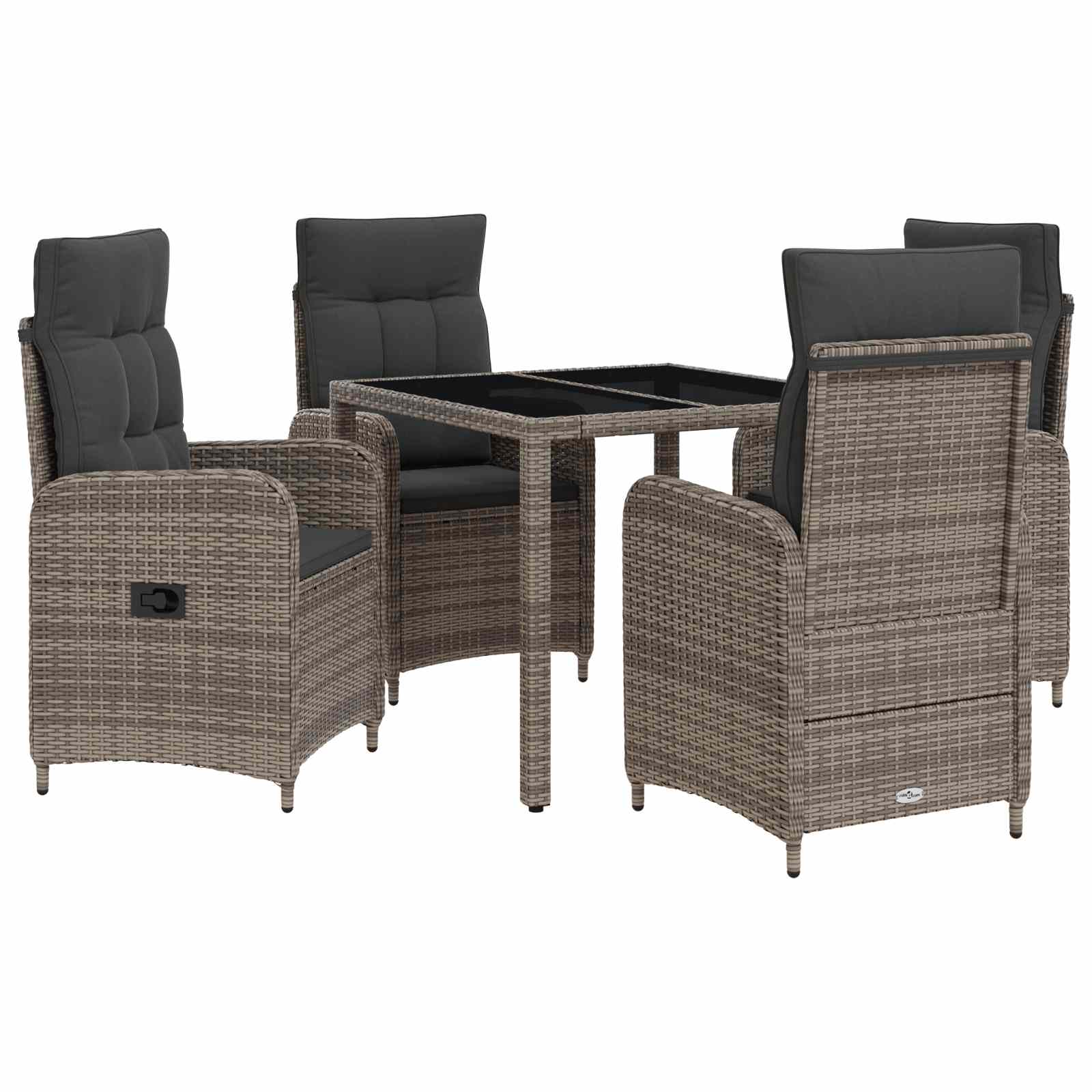 vidaXL Buiten eettafelset 3 pcs PE Rattan en Poeder-Coated Staal