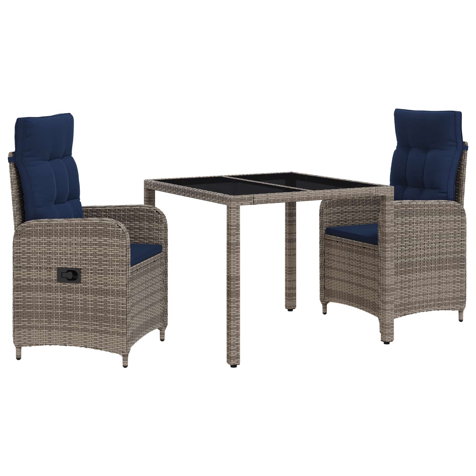 vidaXL Buiten eettafelset 3 pcs PE Rattan en Poeder-Coated Staal