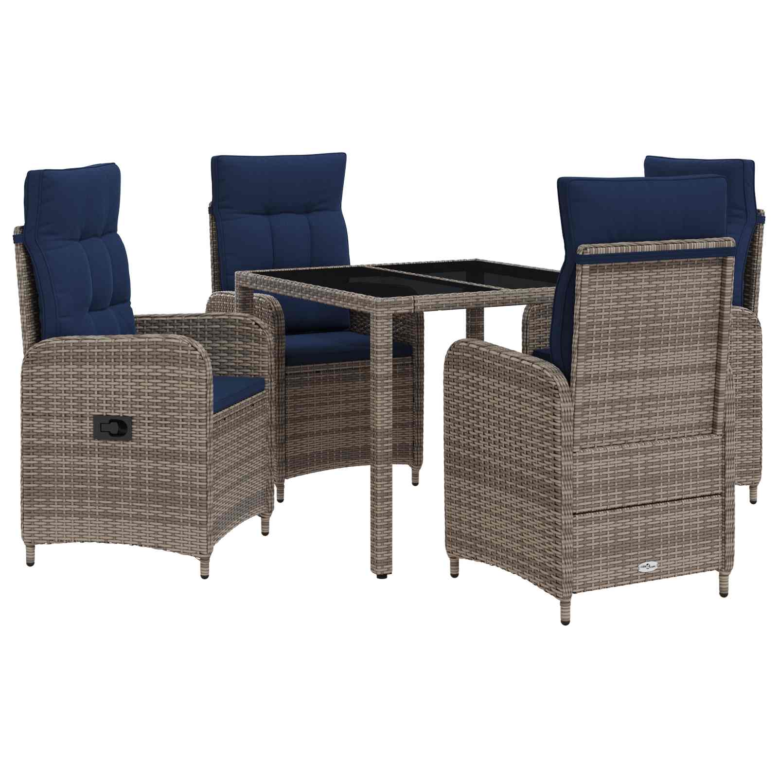 vidaXL Buiten eettafelset 3 pcs PE Rattan en Poeder-Coated Staal