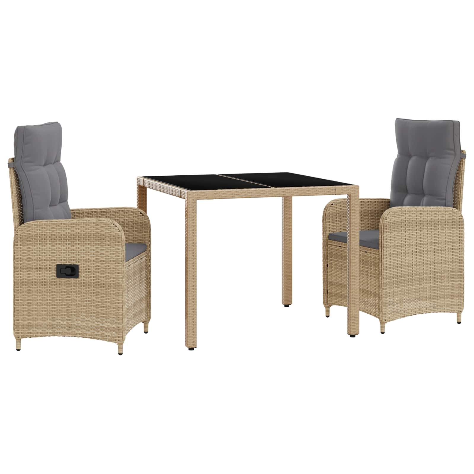 vidaXL Buiten eettafelset 3 pcs PE Rattan en Poeder-Coated Staal