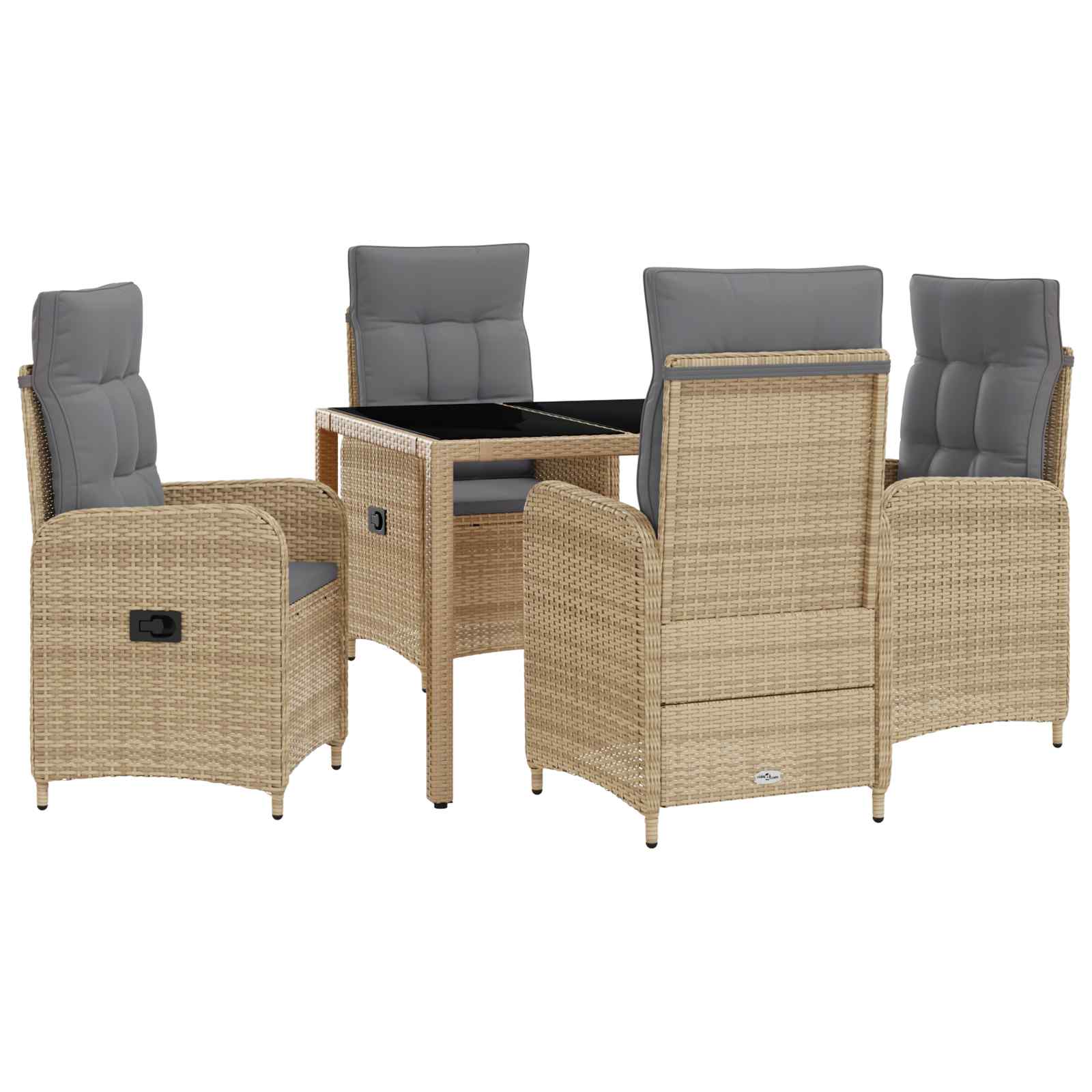 vidaXL Buiten eettafelset 3 pcs PE Rattan en Poeder-Coated Staal